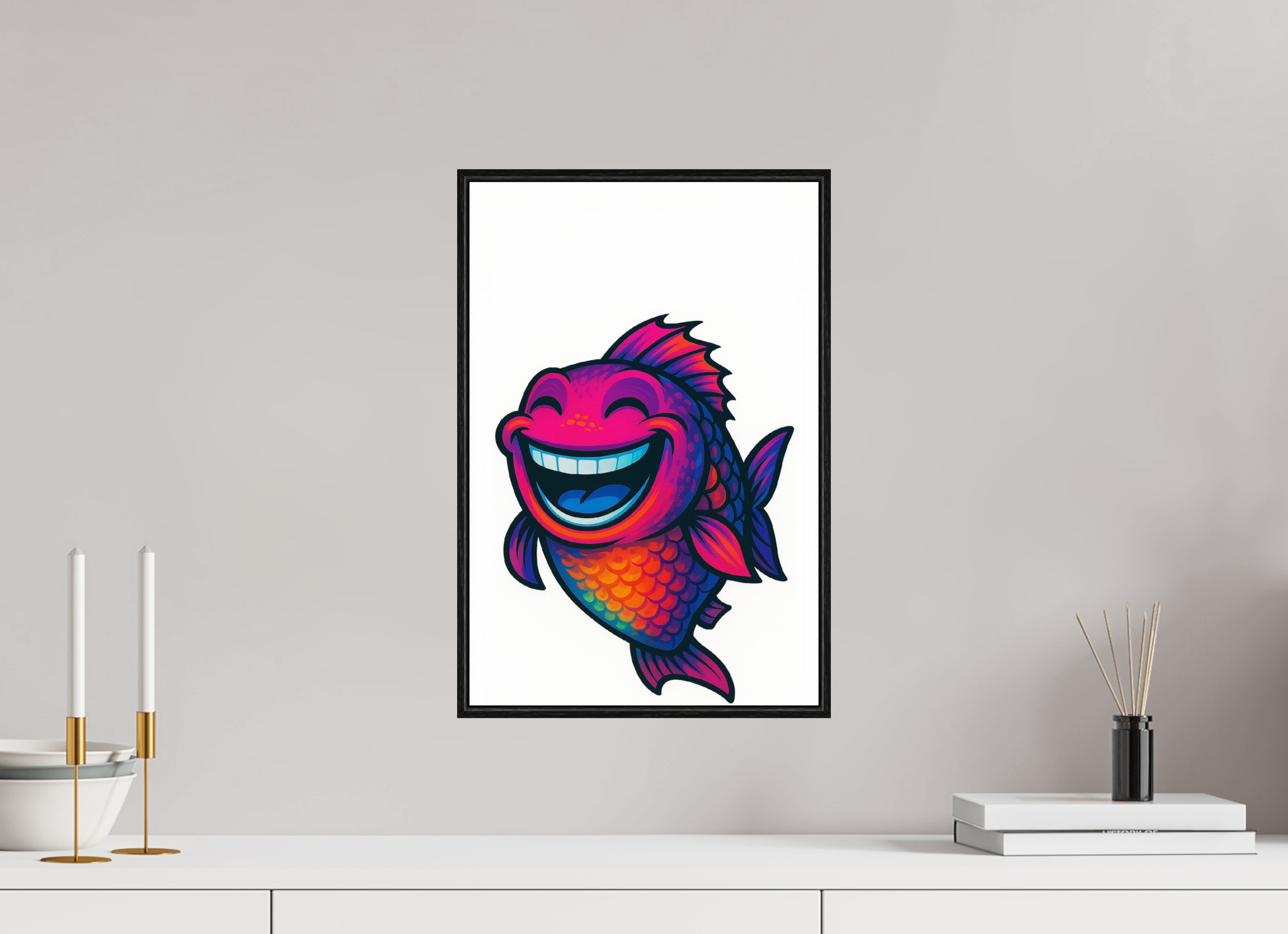 30 x 45 cm, Acrylglas - Rahmen schwarz 6mm 11-Fisch