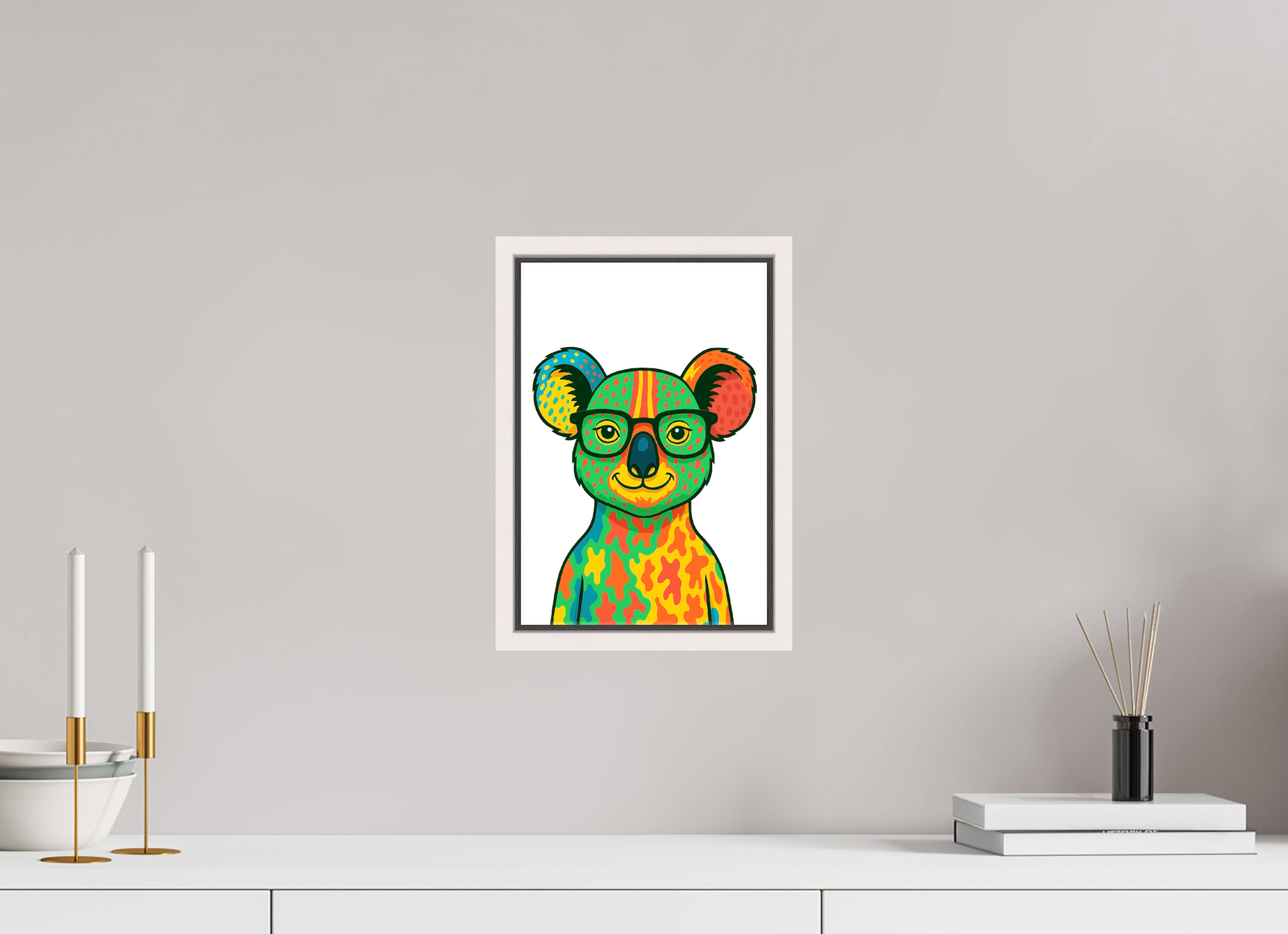 20 x 30 cm, Leinwand glänzend - Rahmen weiß 15mm 07-Koala