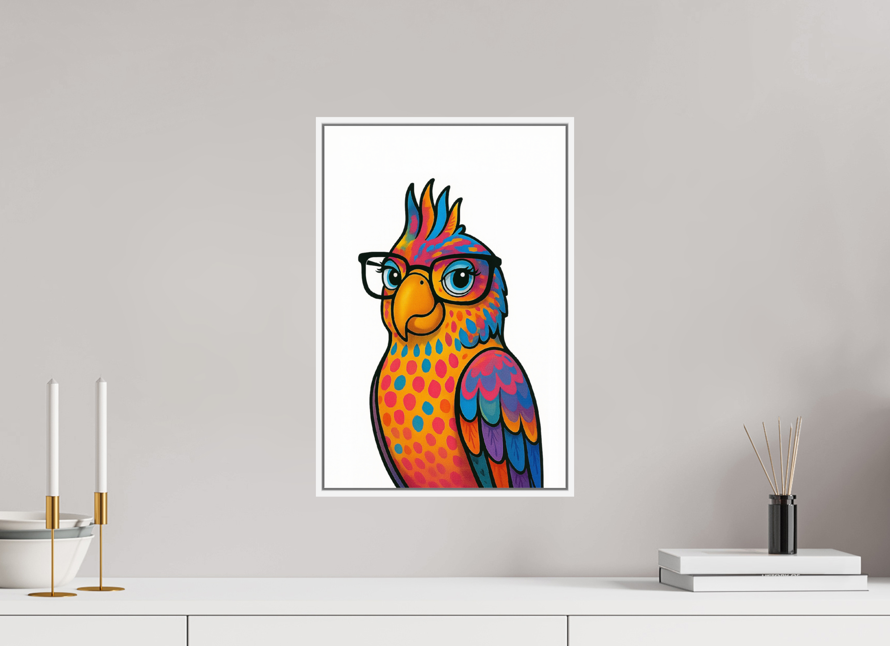 30 x 45 cm, Rahmen weiß 6mm 09-Papagai