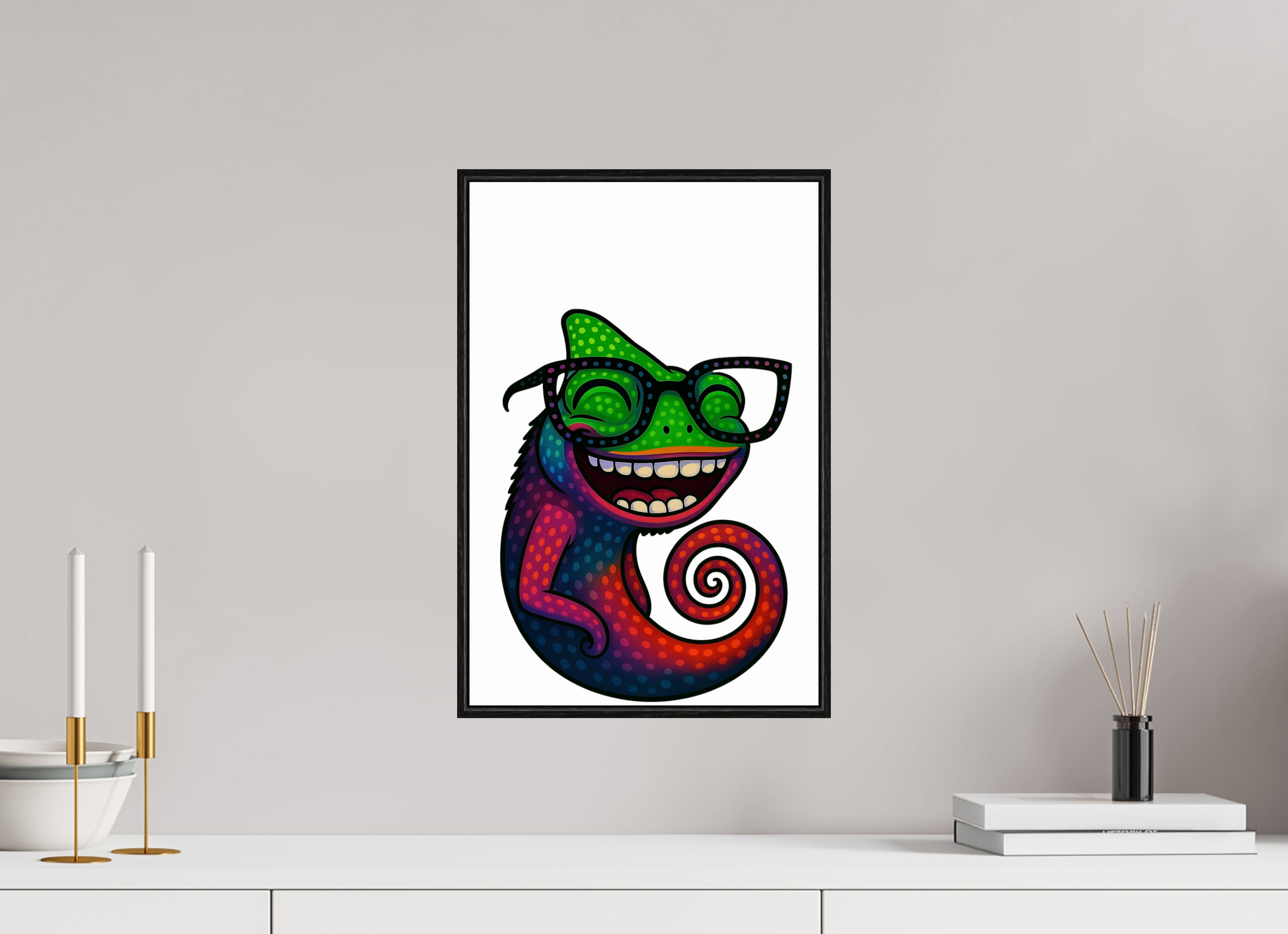 30 x 45 cm, Acrylglas - Rahmen schwarz 6mm 14-Chamäleon