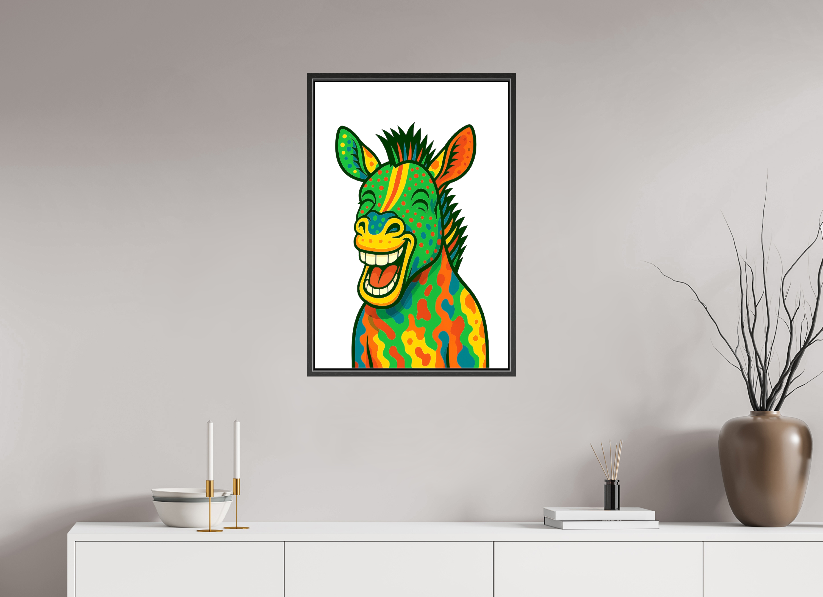 50 x 75 cm, Leinwand glänzend - Rahmen schwarz 15mm 03-Zebra