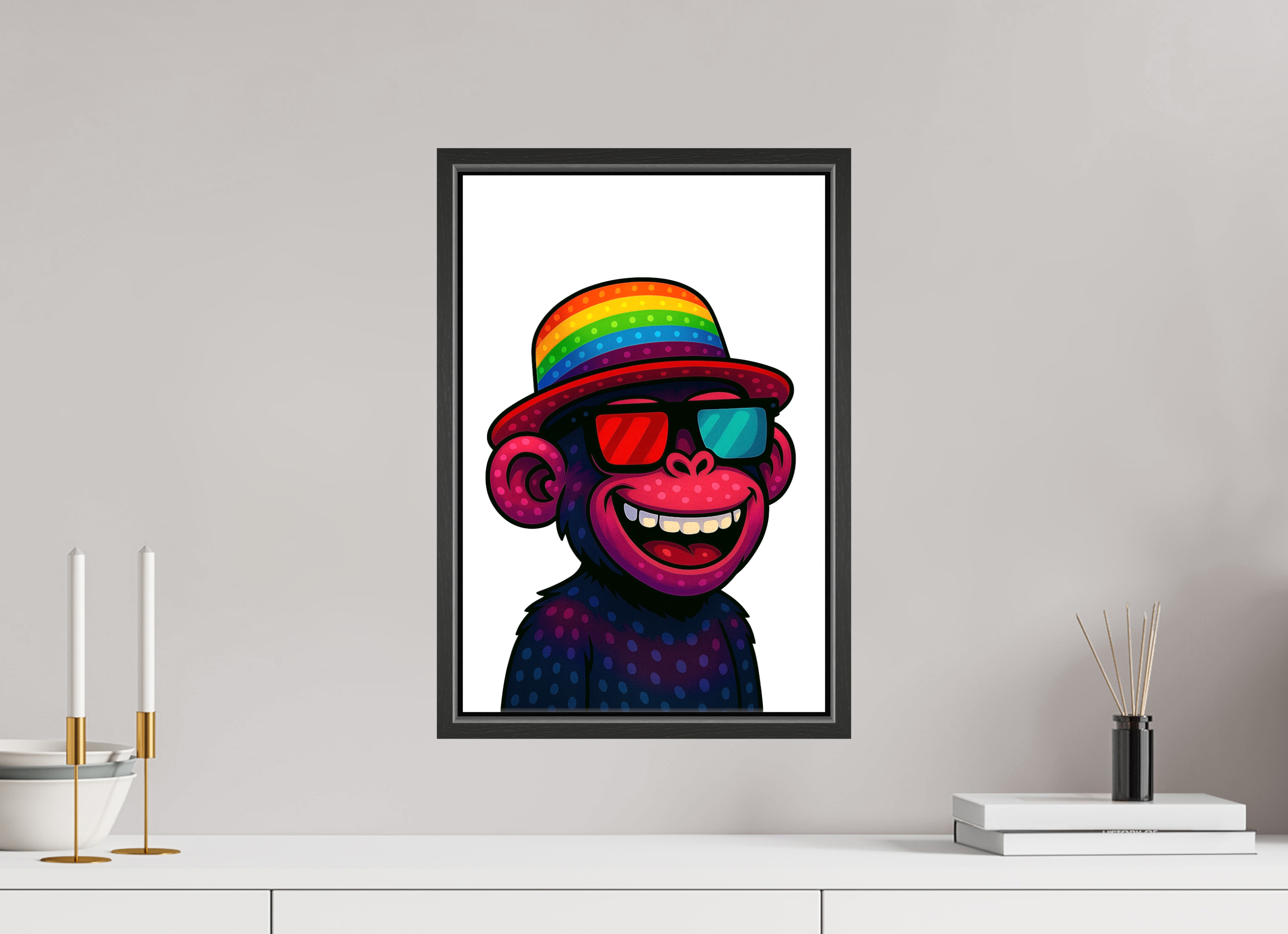 30 x 45 cm, Leinwand glänzend - Rahmen schwarz 15mm 10-Affe