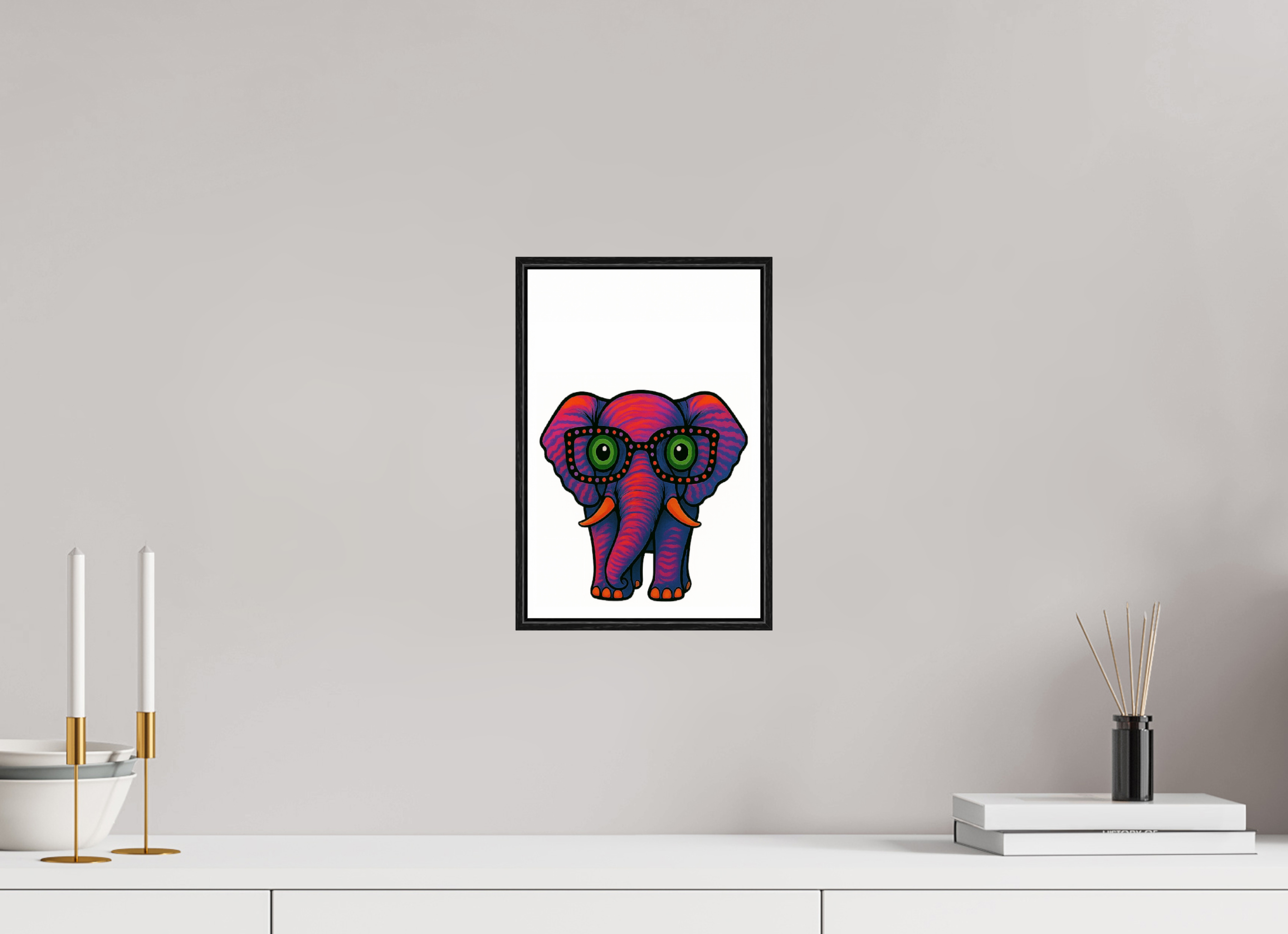 20 x 30 cm, Rahmen schwarz 6mm 15-Elefant