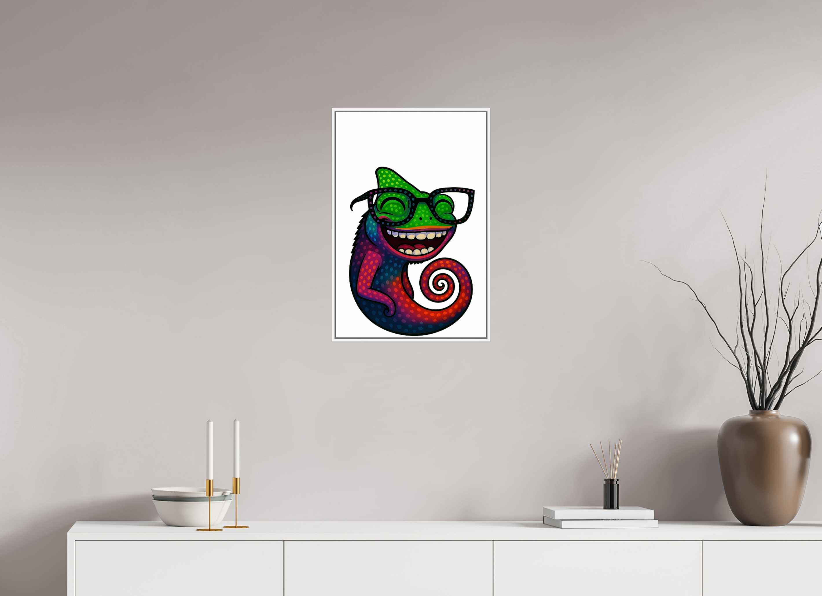 40 x 60 cm, Acrylglas - Rahmen weiß 6mm 14-Chamäleon