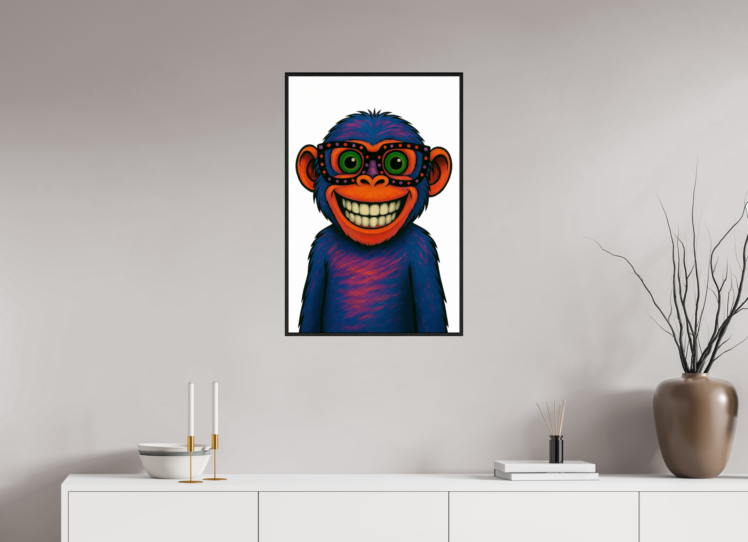 50 x 75 cm, Rahmen schwarz 6mm 05-Affe