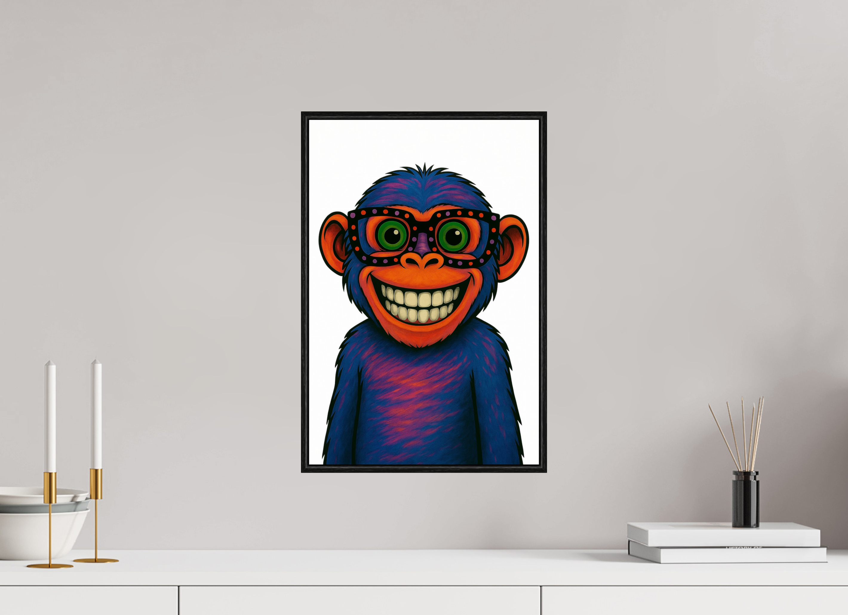 30 x 45 cm, Rahmen schwarz 6mm 05-Affe