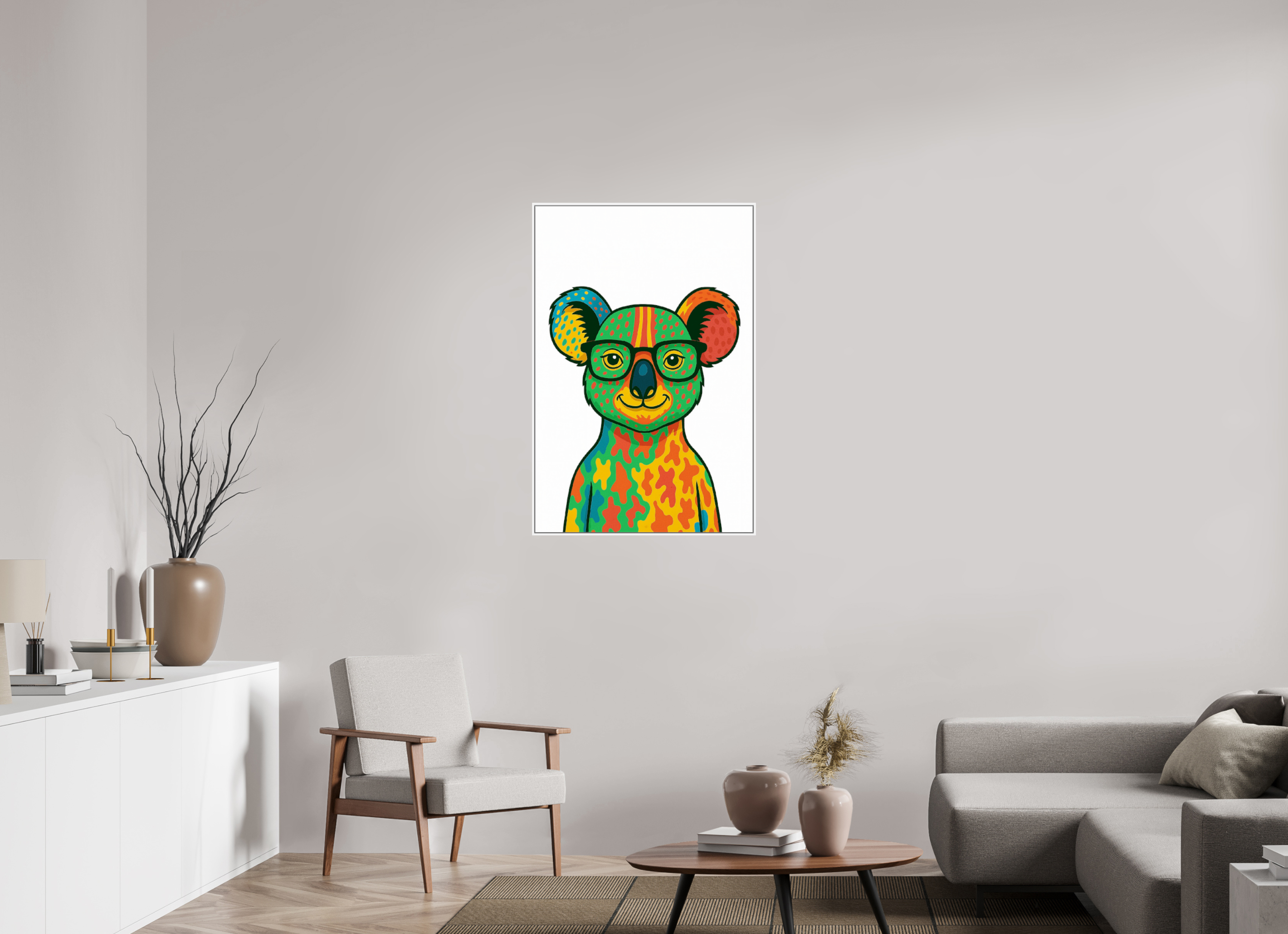 70 x 105 cm, Rahmen weiß 6mm 07-Koala