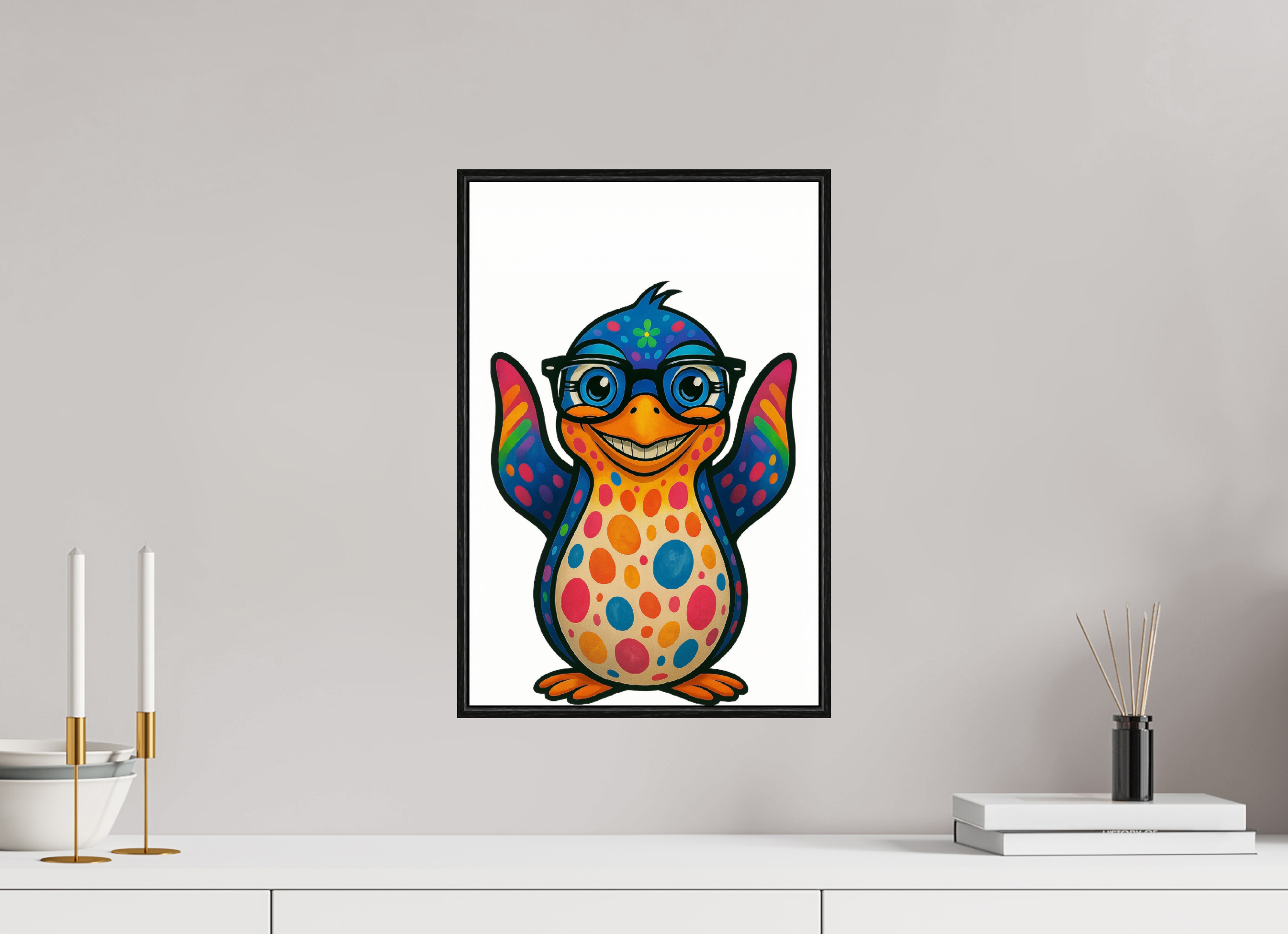 30 x 45 cm, Acrylglas - Rahmen schwarz 6mm 08-Pinguin