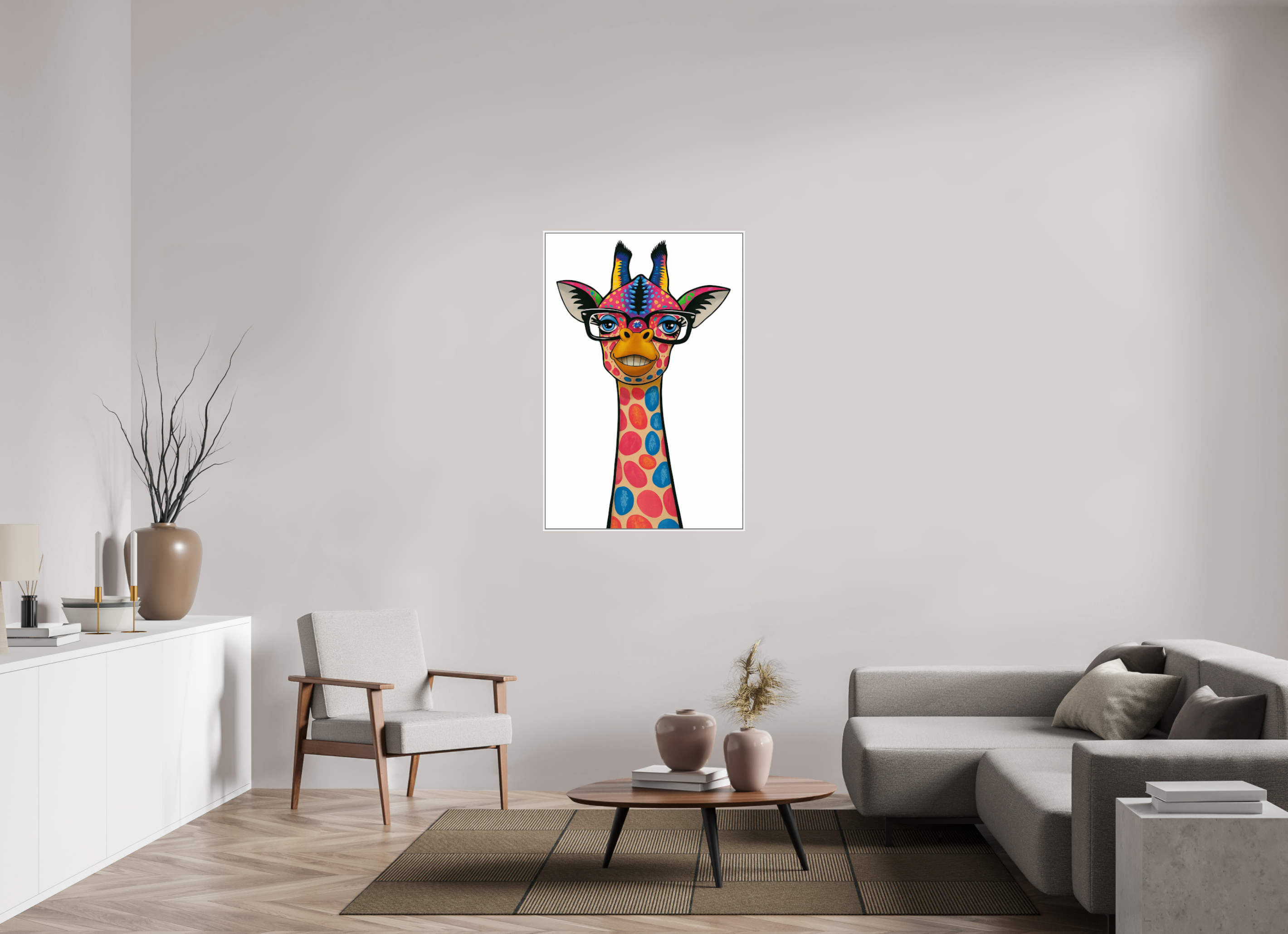 80 x 120 cm, Rahmen weiß 6mm 11-Giraffe