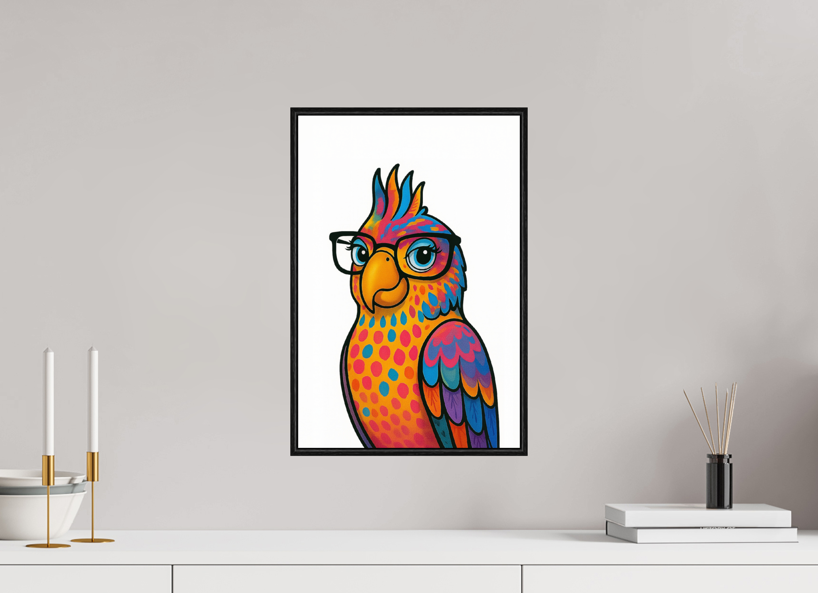 30 x 45 cm, Acrylglas 2mm - Rahmen schwarz 6mm 09-Papagai