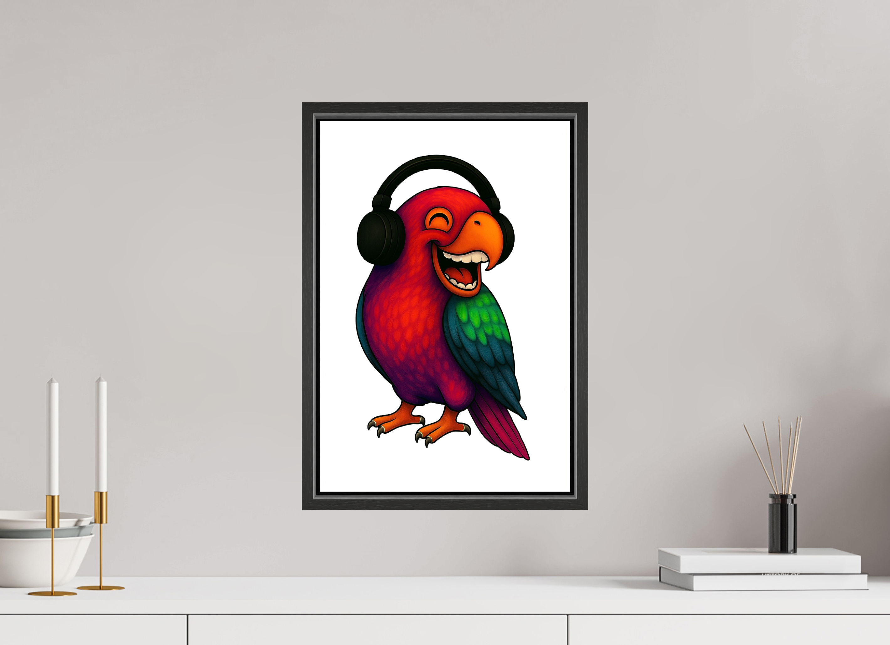 30 x 45 cm, Fotoleinwand glänzend - Rahmen schwarz 15mm 13-Papagai