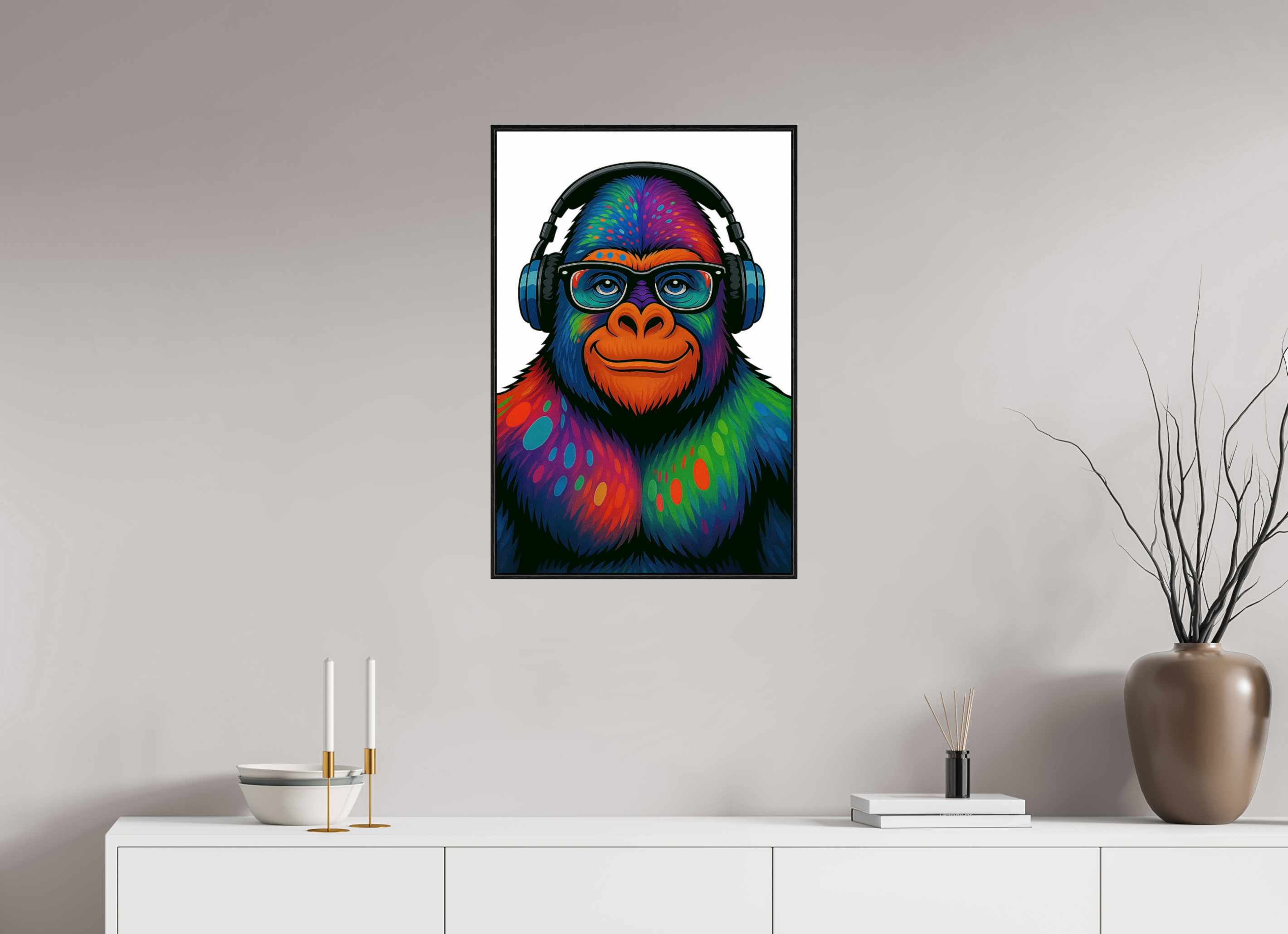 50 x 75 cm, Rahmen schwarz 6mm 12-Gorilla