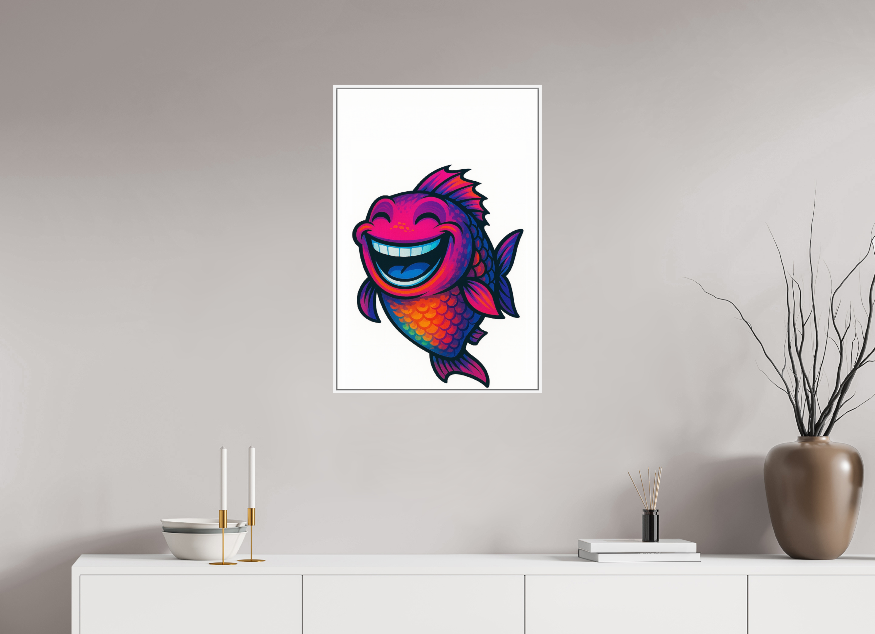 50 x 75 cm, Acrylglas - Rahmen weiß 6mm 11-Fisch