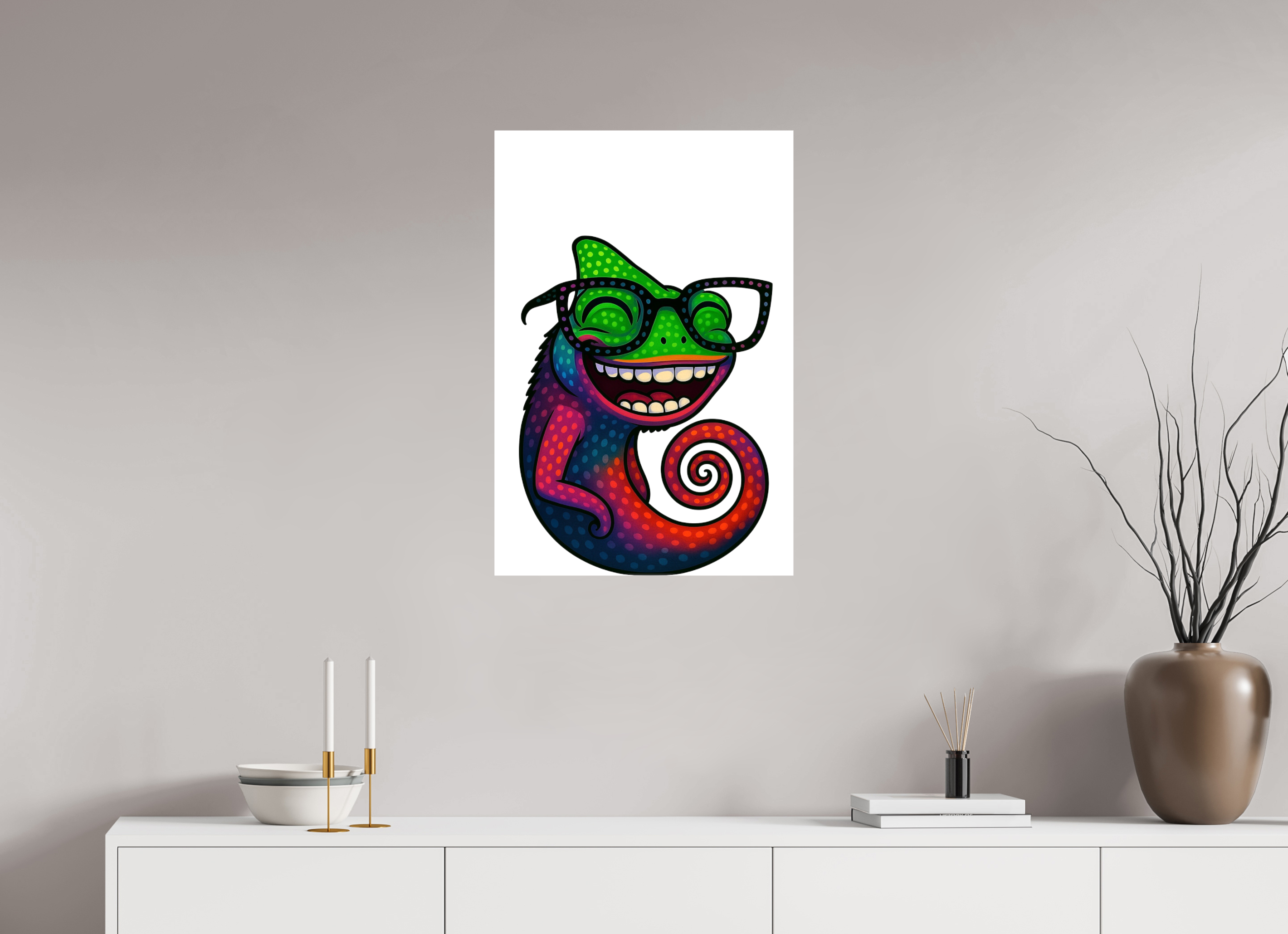 50 x 75 cm, Leinwand glänzend - Kein Rahmen 14-Chamäleon