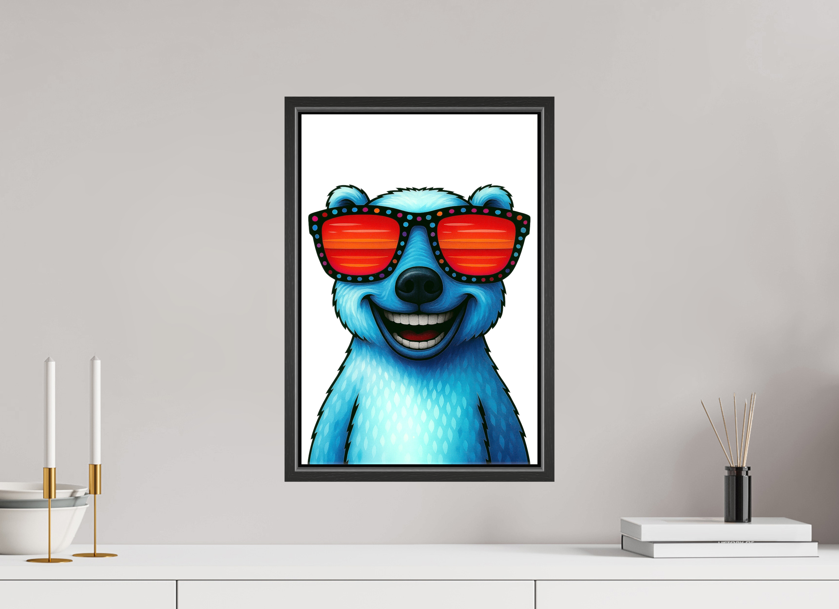 30 x 45 cm, Leinwand glänzend - Rahmen schwarz 15mm 04-Eisbär