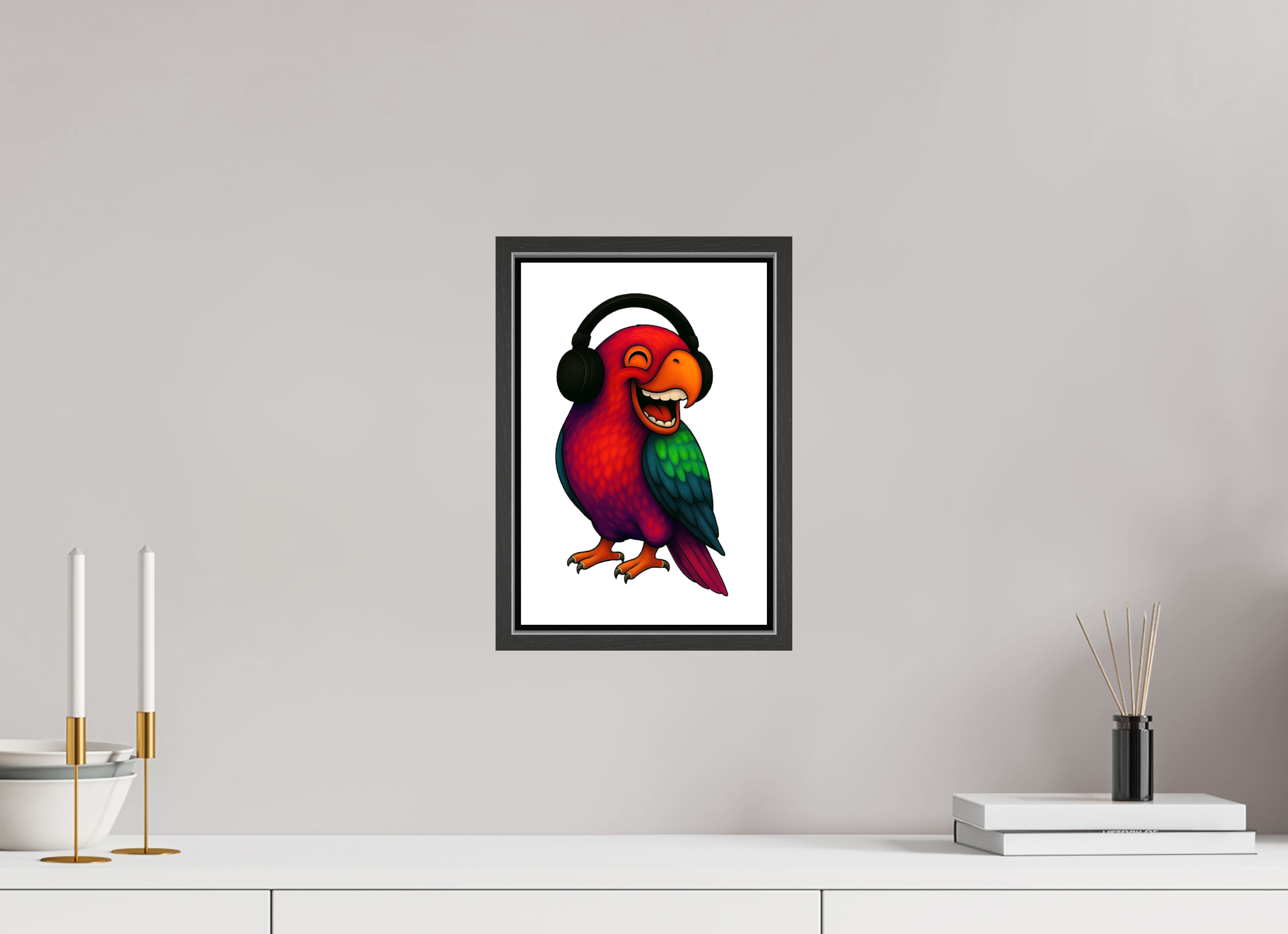 20 x 30 cm, Fotoleinwand glänzend - Rahmen schwarz 15mm 13-Papagai