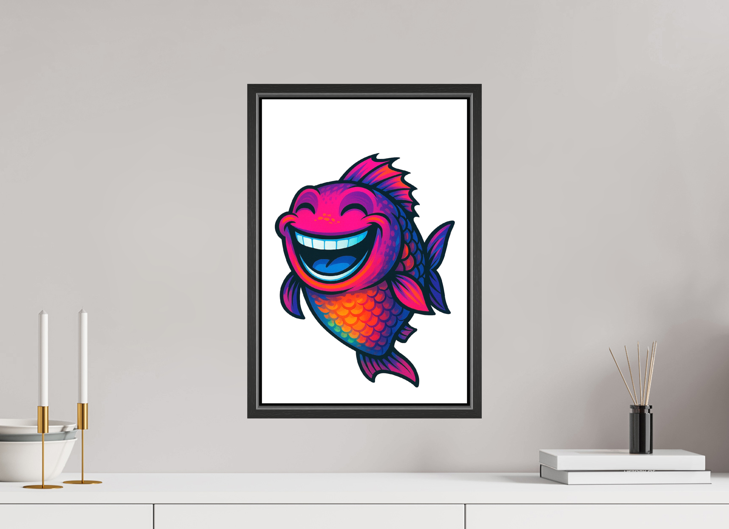 30 x 45 cm, Leinwand glänzend - Rahmen schwarz 15mm 11-Fisch