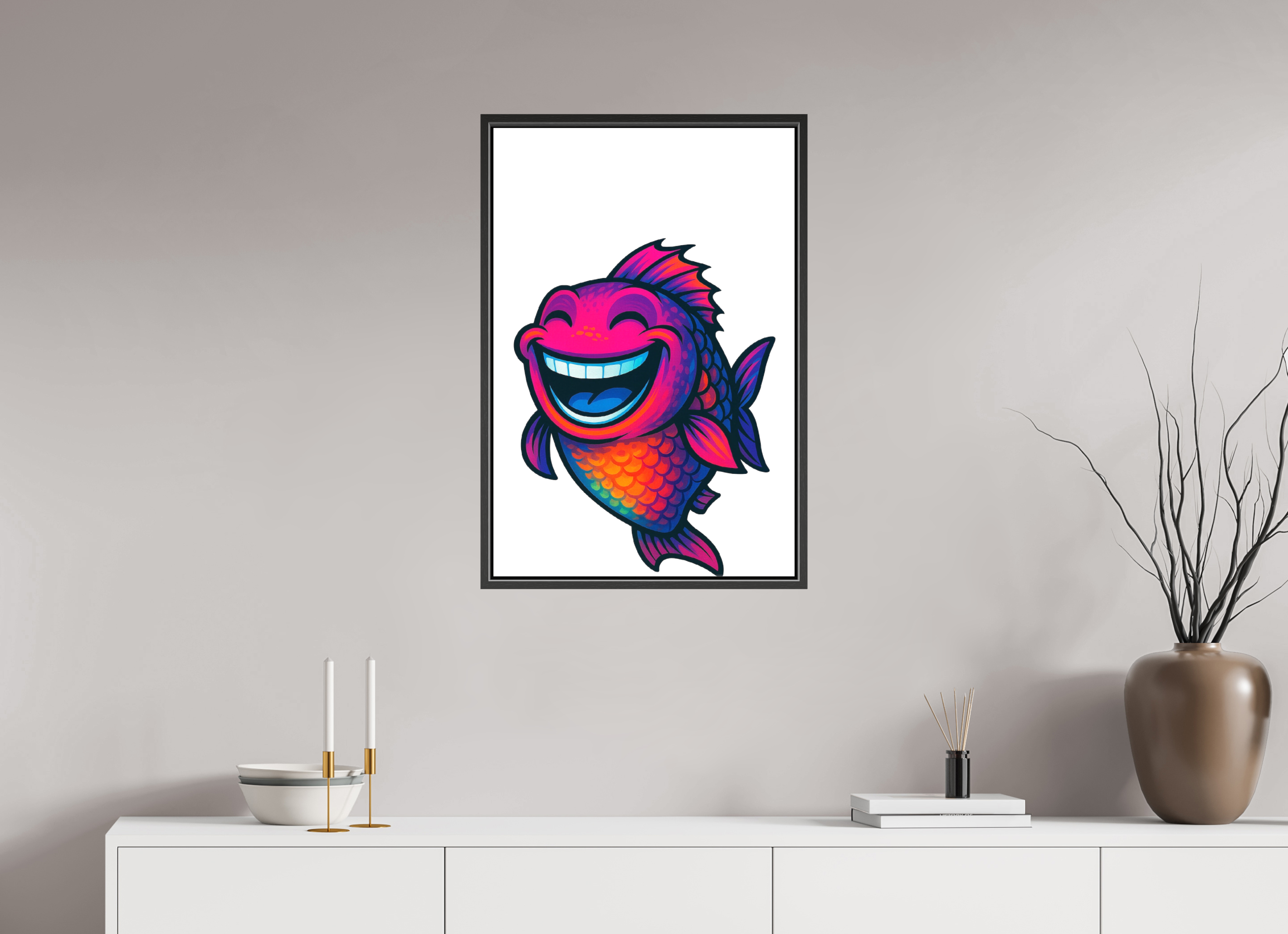 50 x 75 cm, Leinwand glänzend - Rahmen schwarz 15mm 11-Fisch