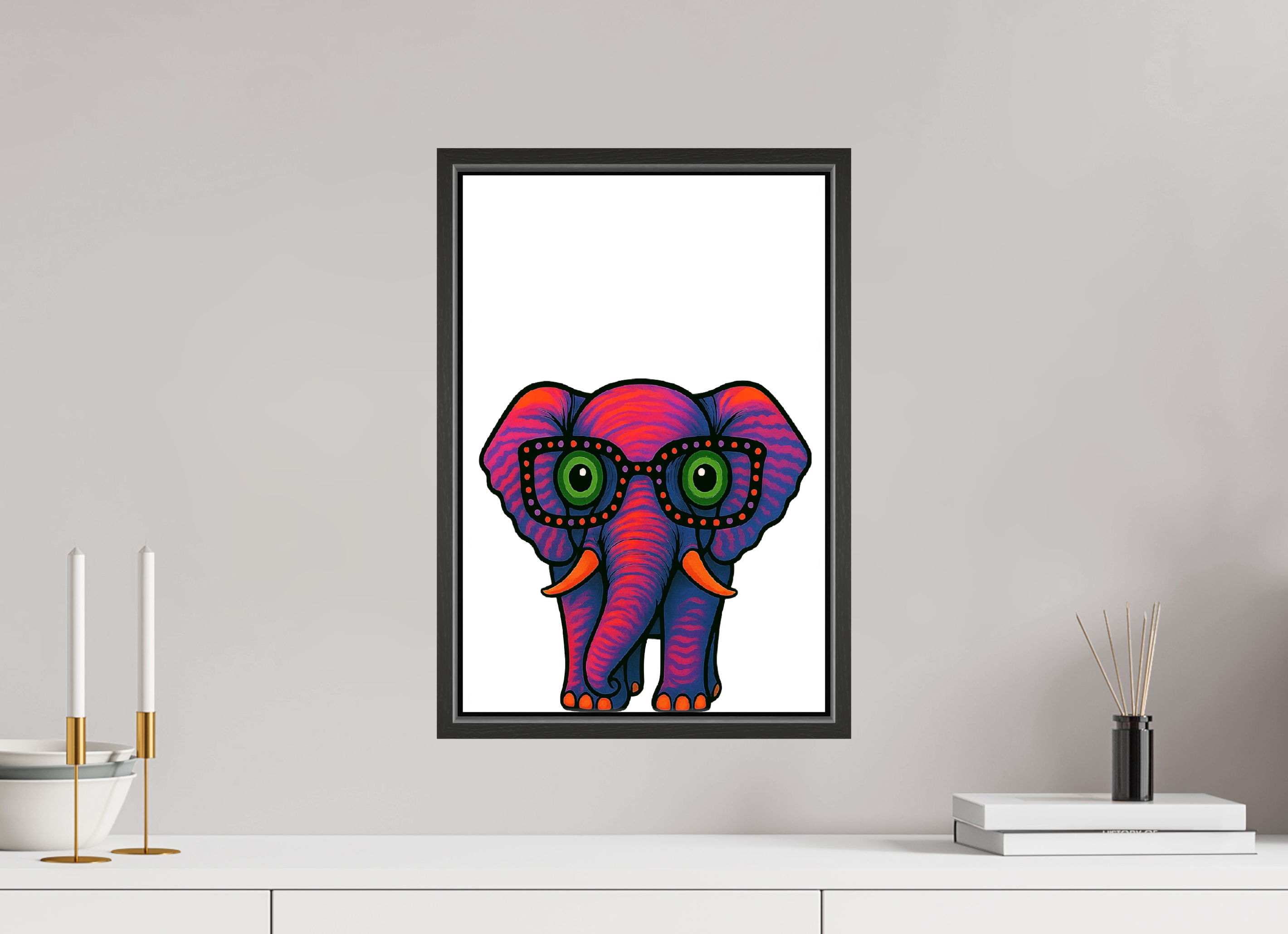 30 x 45 cm, Leinwand glänzend - Rahmen schwarz 15mm 15-Elefant