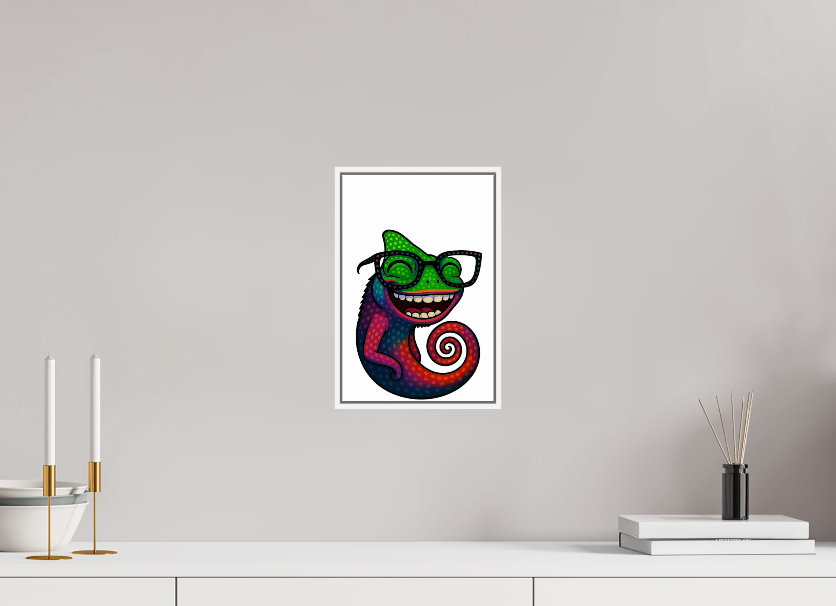 20 x 30 cm, Acrylglas - Rahmen weiß 6mm 14-Chamäleon