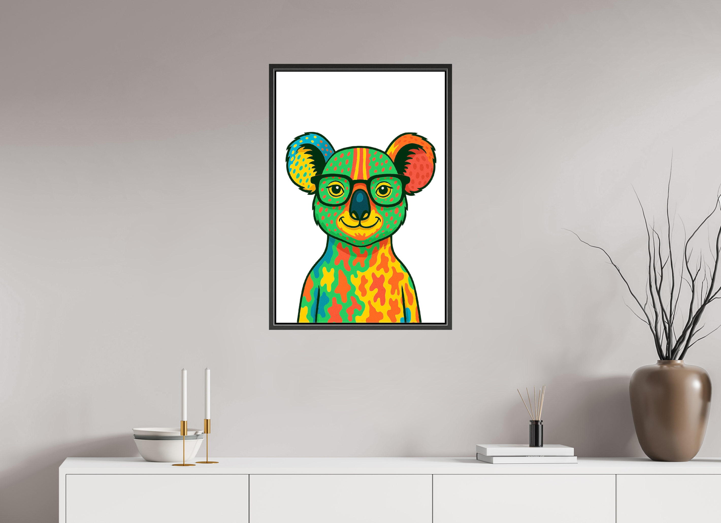 50 x 75 cm, Leinwand glänzend - Rahmen schwarz 15mm 07-Koala