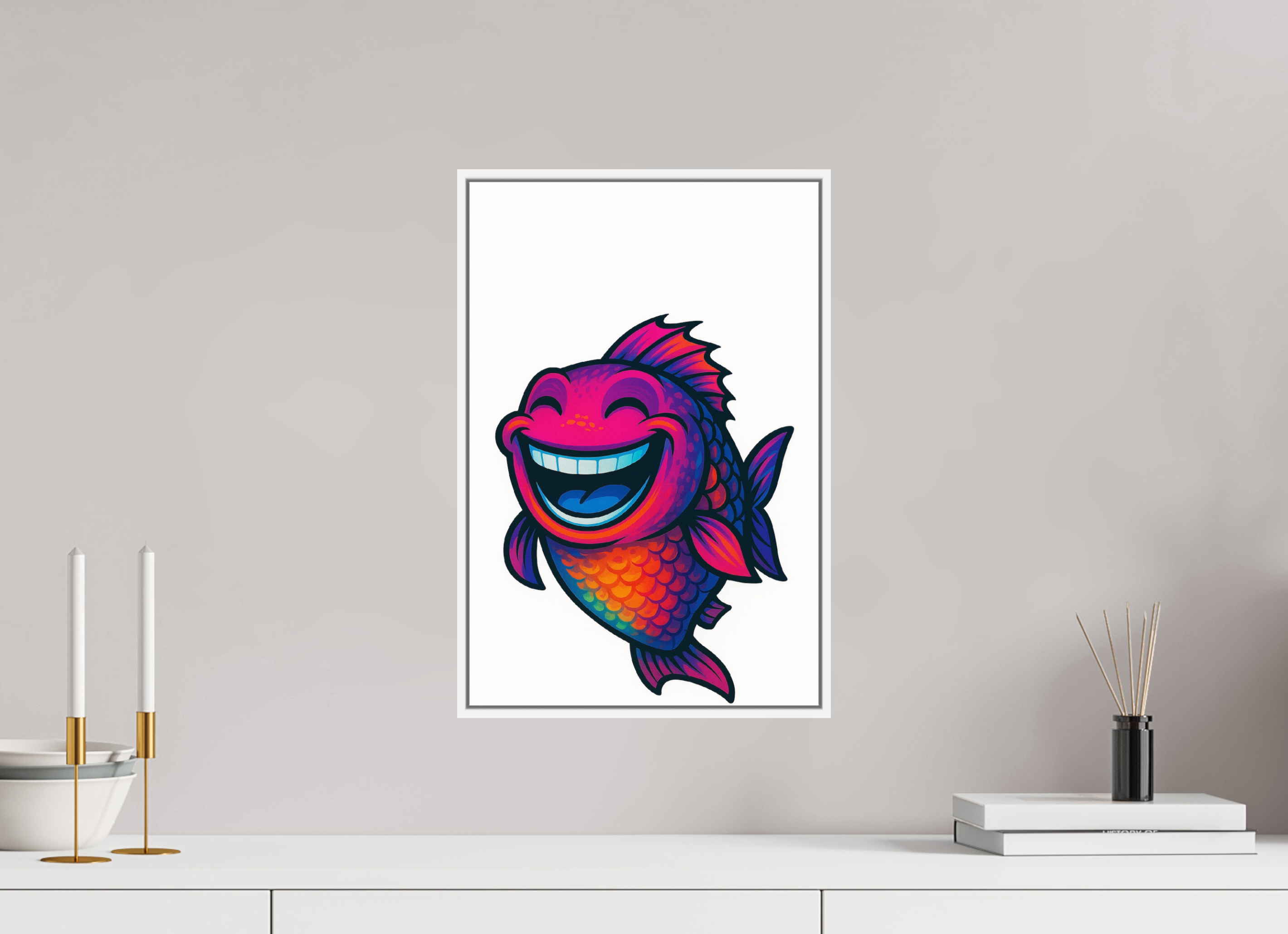 30 x 45 cm, Acrylglas - Rahmen weiß 6mm 11-Fisch