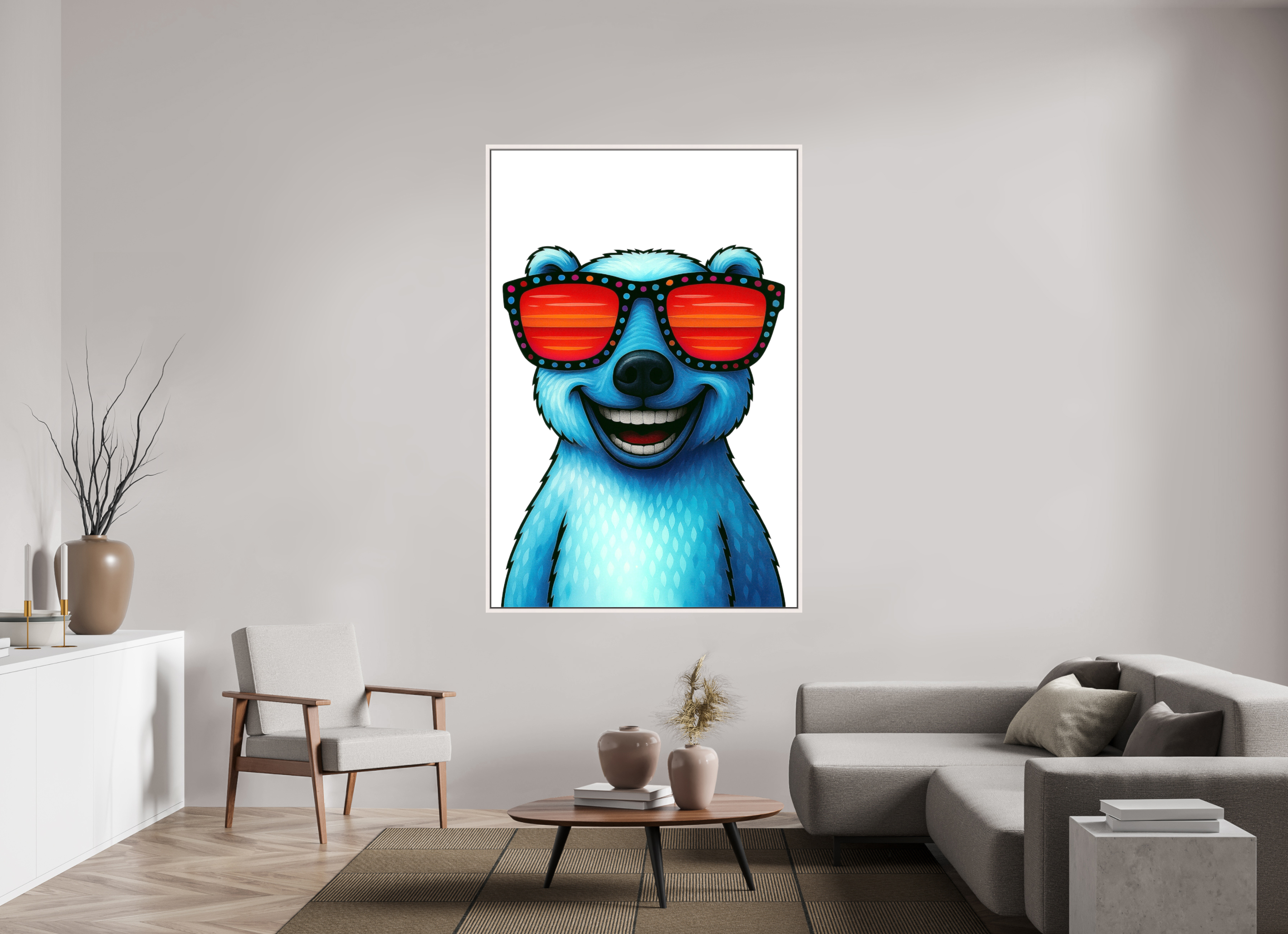 120 x 180 cm, Leinwand glänzend - Rahmen weiß 15mm 04-Eisbär