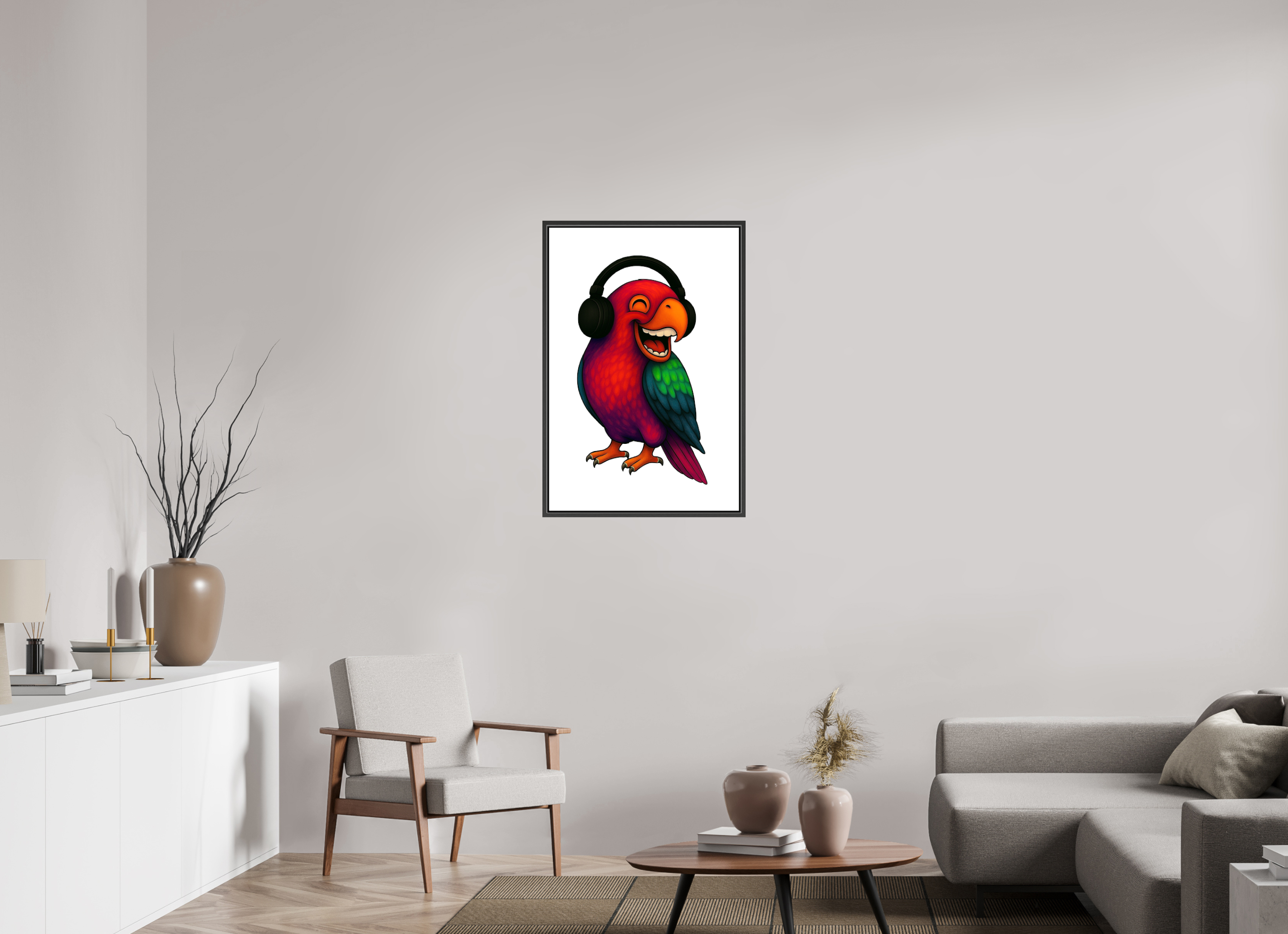 60 x 90 cm, Fotoleinwand glänzend - Rahmen schwarz 15mm 13-Papagai