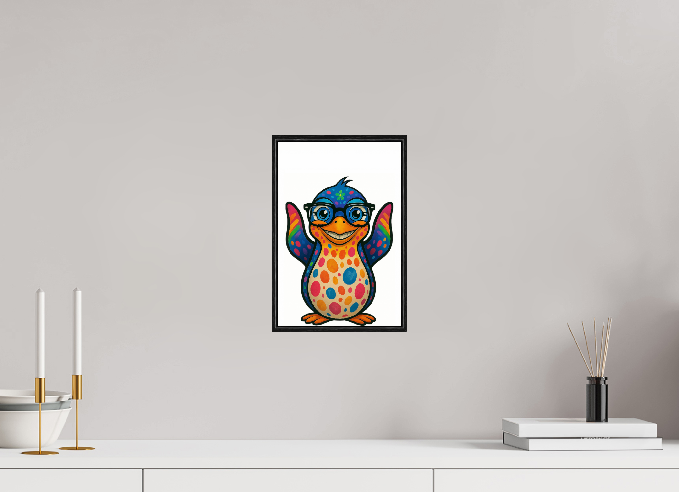 20 x 30 cm, Acrylglas - Rahmen schwarz 6mm 08-Pinguin