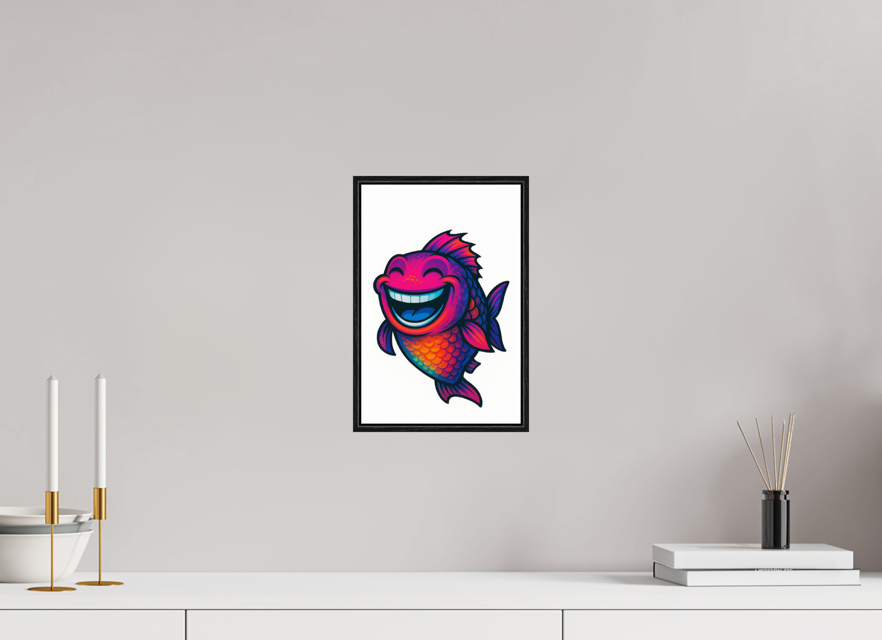 20 x 30 cm, Rahmen schwarz 6mm 14-Fisch