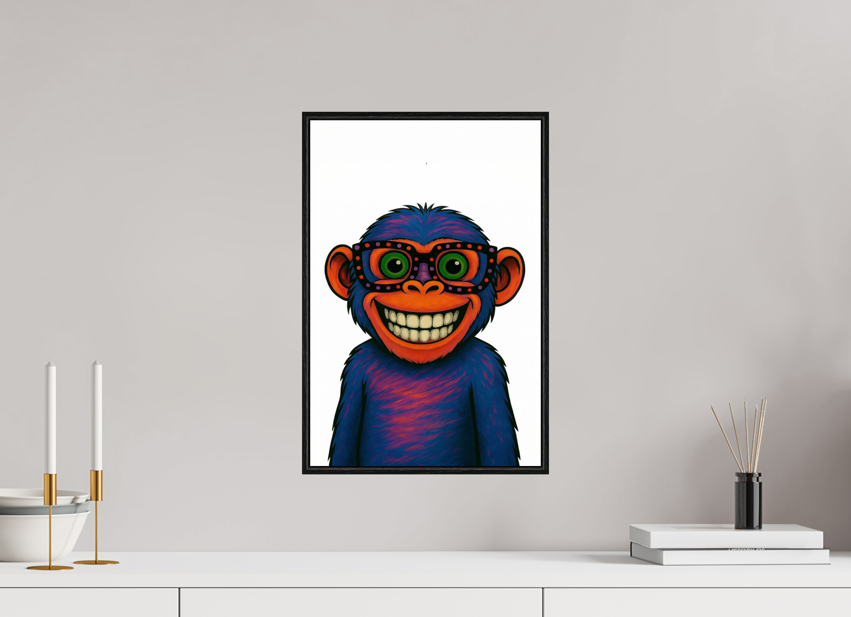 30 x 45 cm, Acrylglas - Rahmen schwarz 6mm 06-Affe