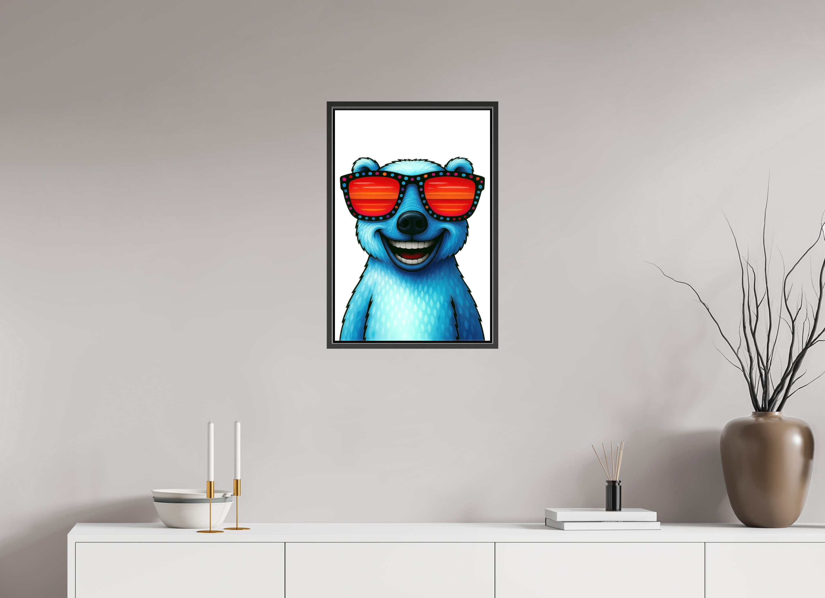 40 x 60 cm, Leinwand glänzend - Rahmen schwarz 15mm 04-Eisbär