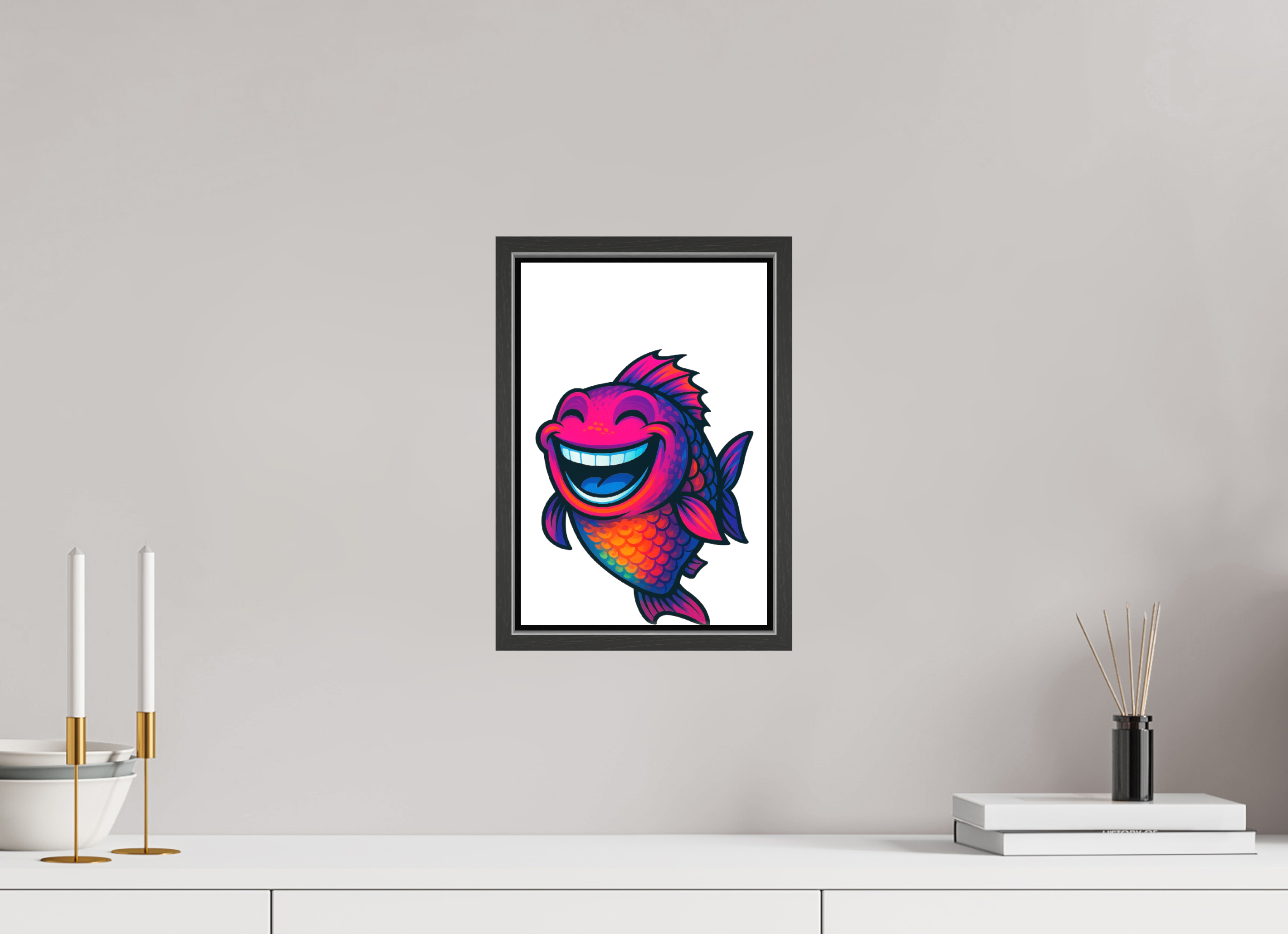 20 x 30 cm, Leinwand glänzend - Rahmen schwarz 15mm 11-Fisch