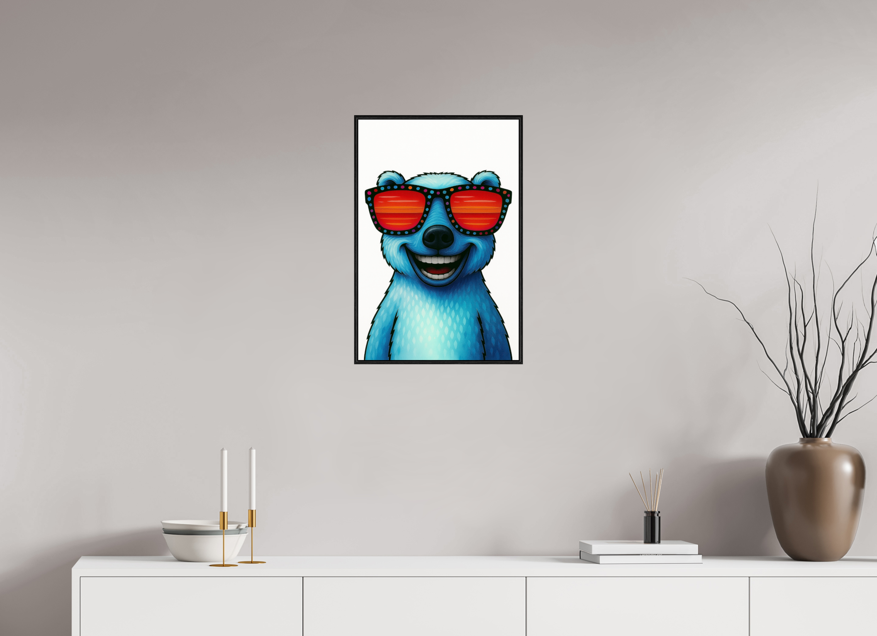 40 x 60 cm, Rahmen schwarz 6mm 04-Eisbär