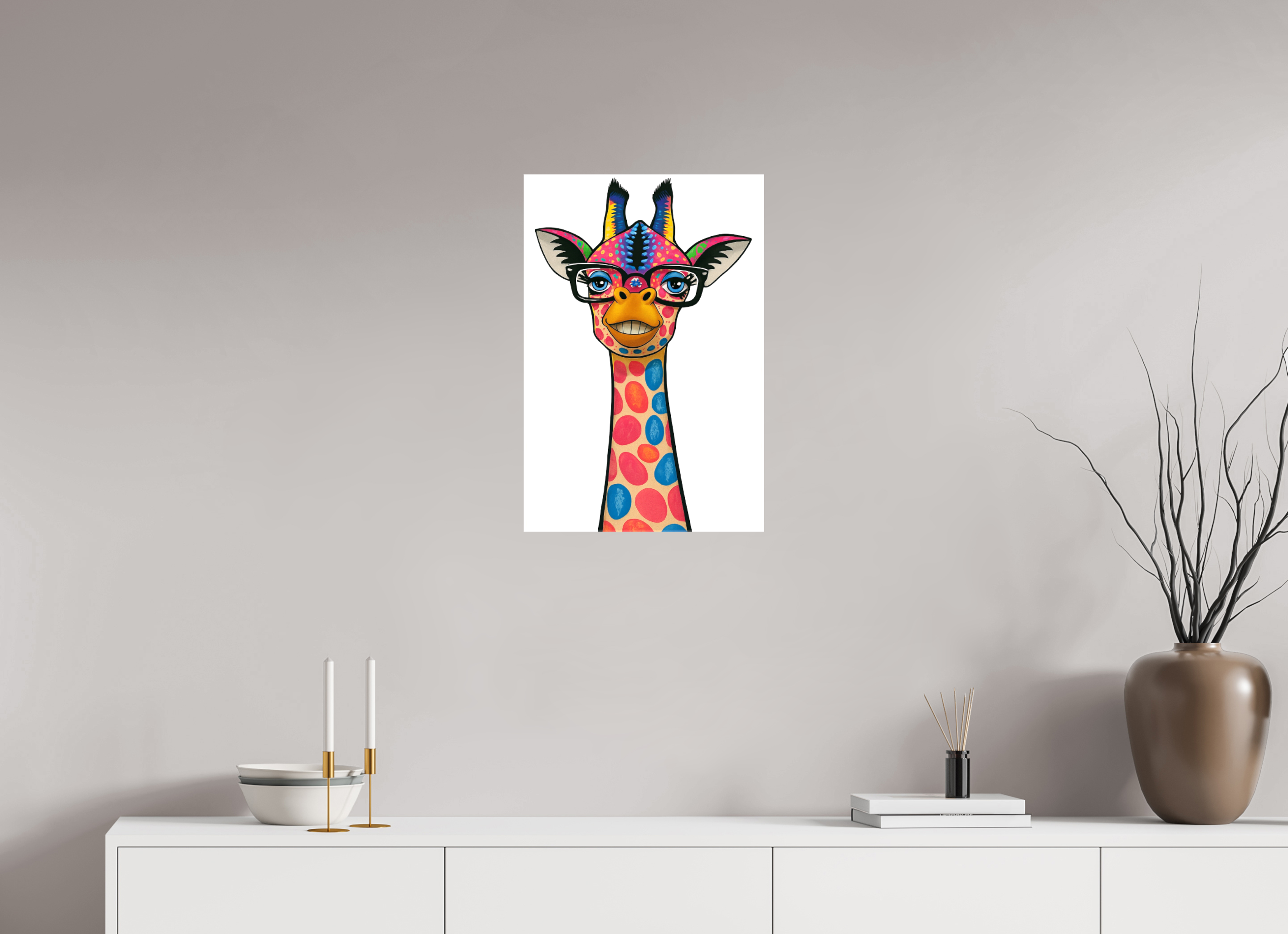 40 x 60 cm, Leinwand glänzend - Kein Rahmen 01-Giraffe