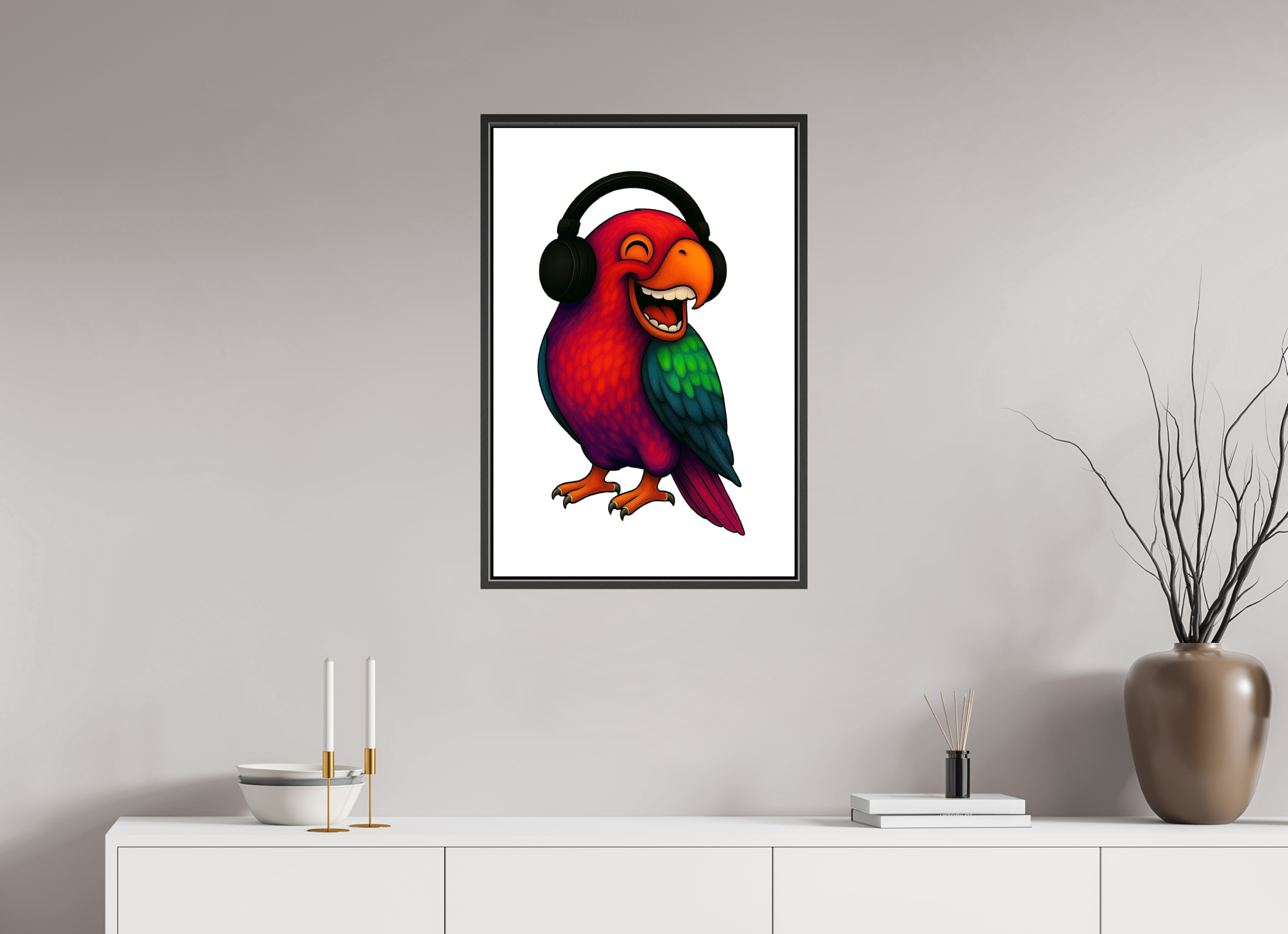 50 x 75 cm, Fotoleinwand glänzend - Rahmen schwarz 15mm 13-Papagai