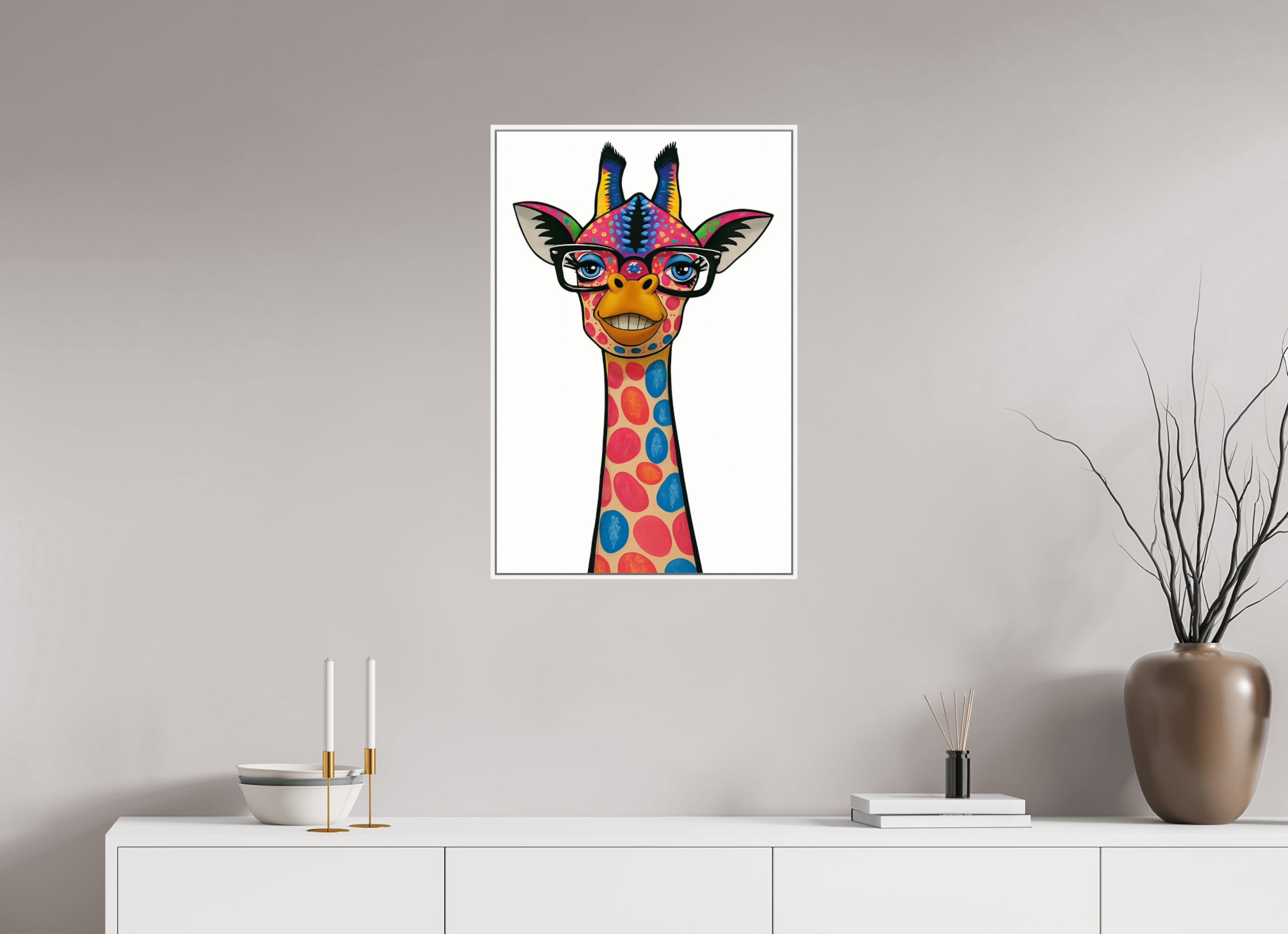 50 x 75 cm, Rahmen weiß 6mm 11-Giraffe