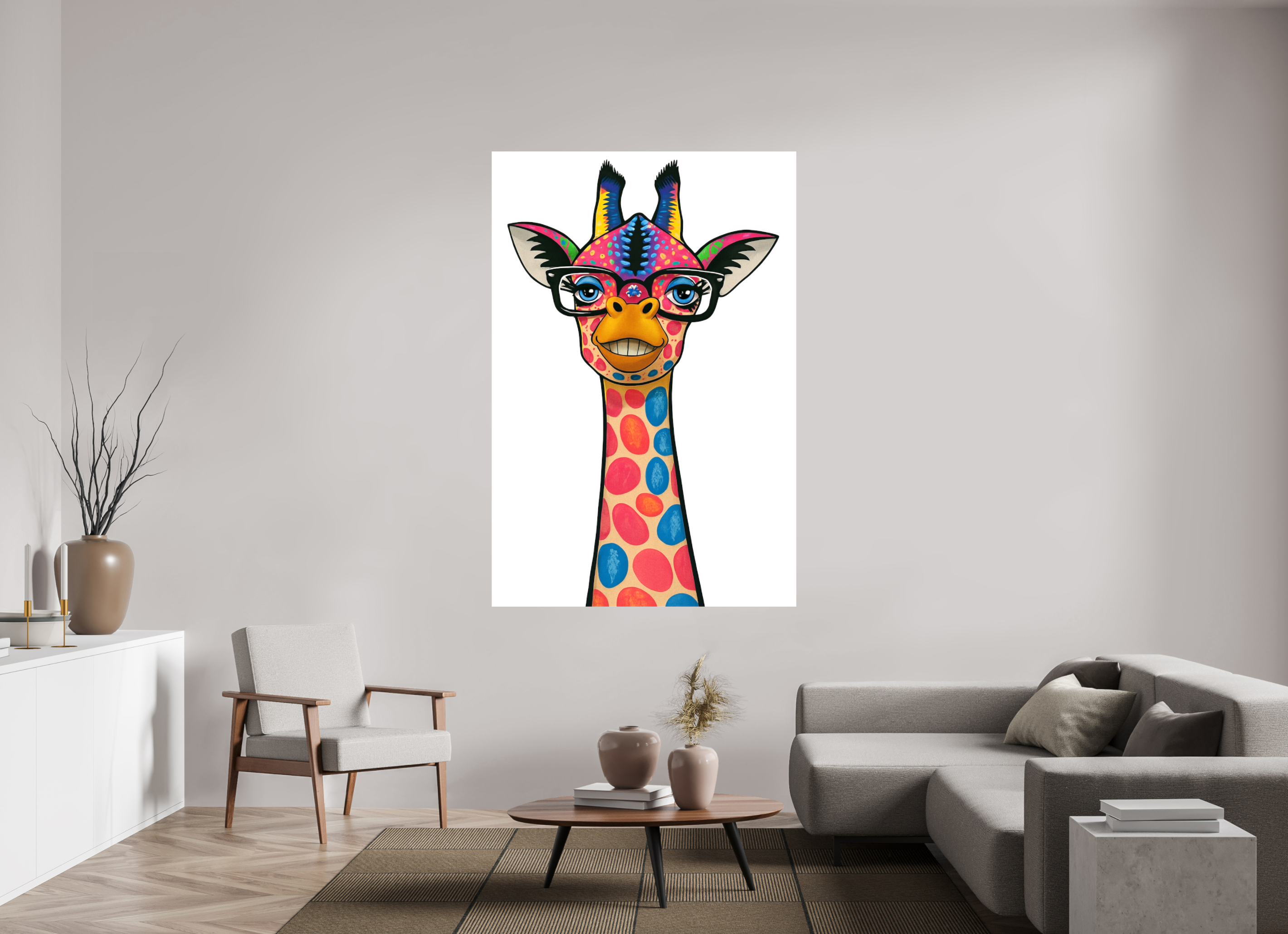 120 x 180 cm, Leinwand glänzend - Kein Rahmen 01-Giraffe