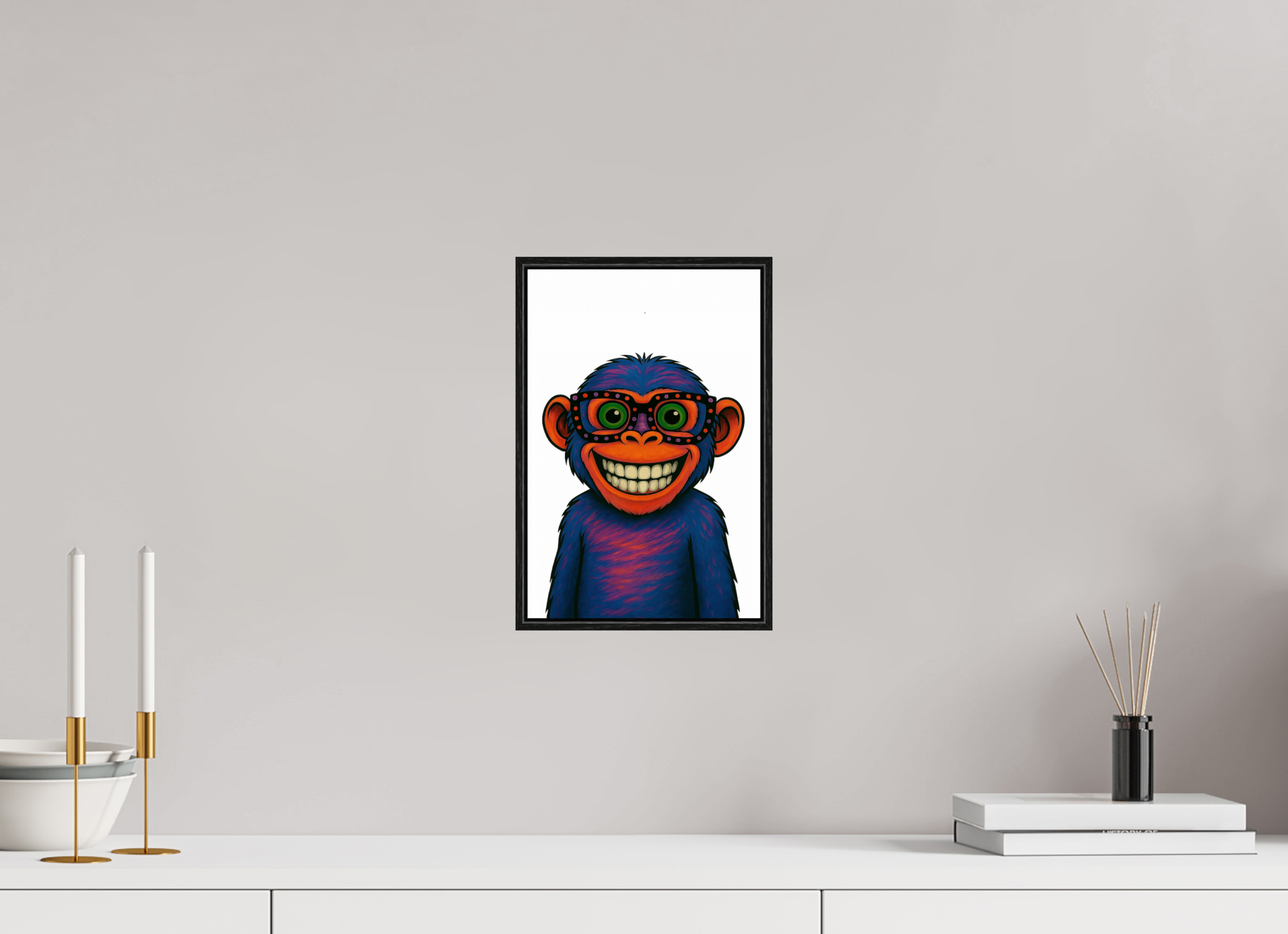 20 x 30 cm, Acrylglas - Rahmen schwarz 6mm 06-Affe