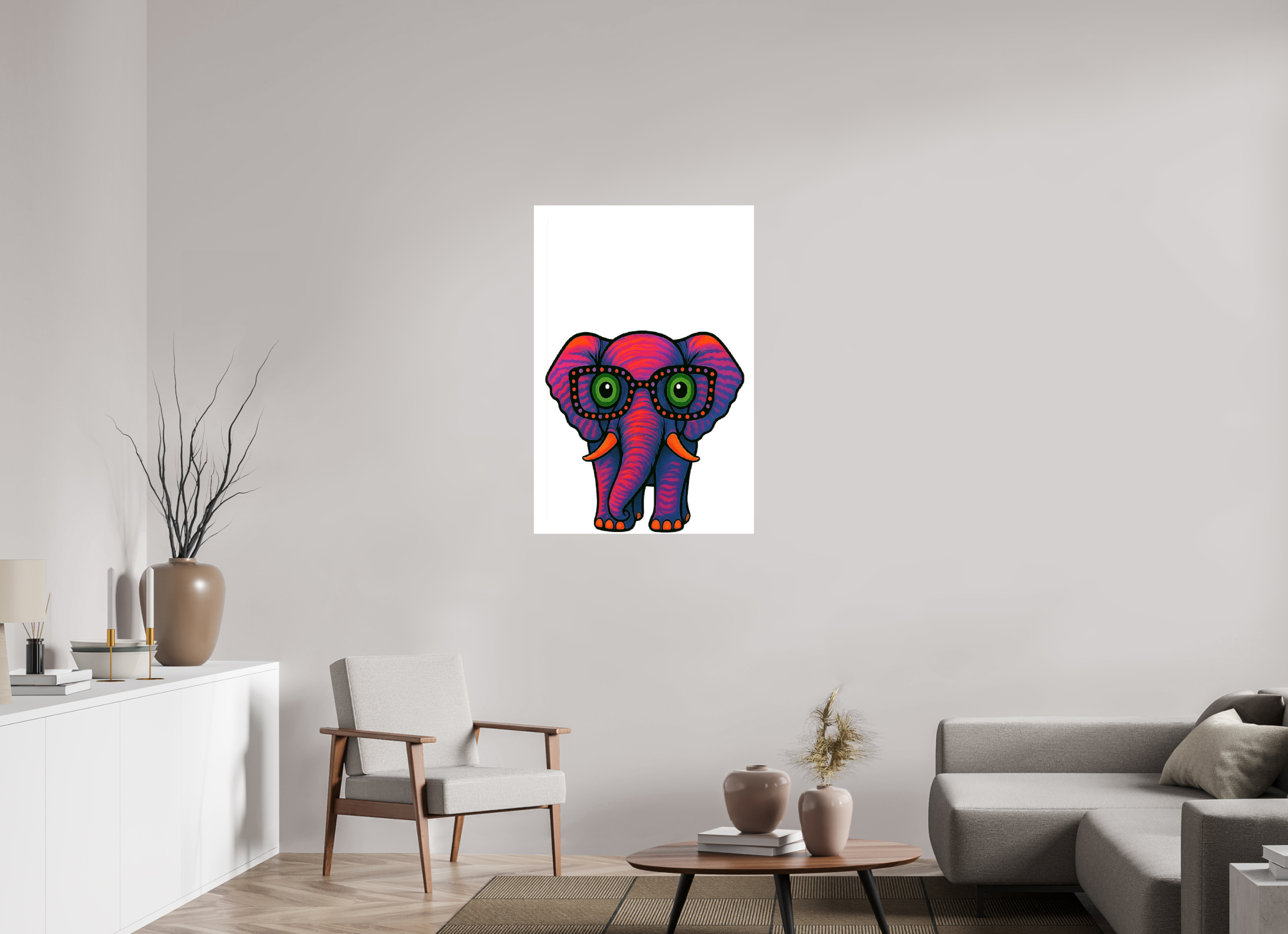 70 x 105 cm, Leinwand glänzend - Kein Rahmen 15-Elefant
