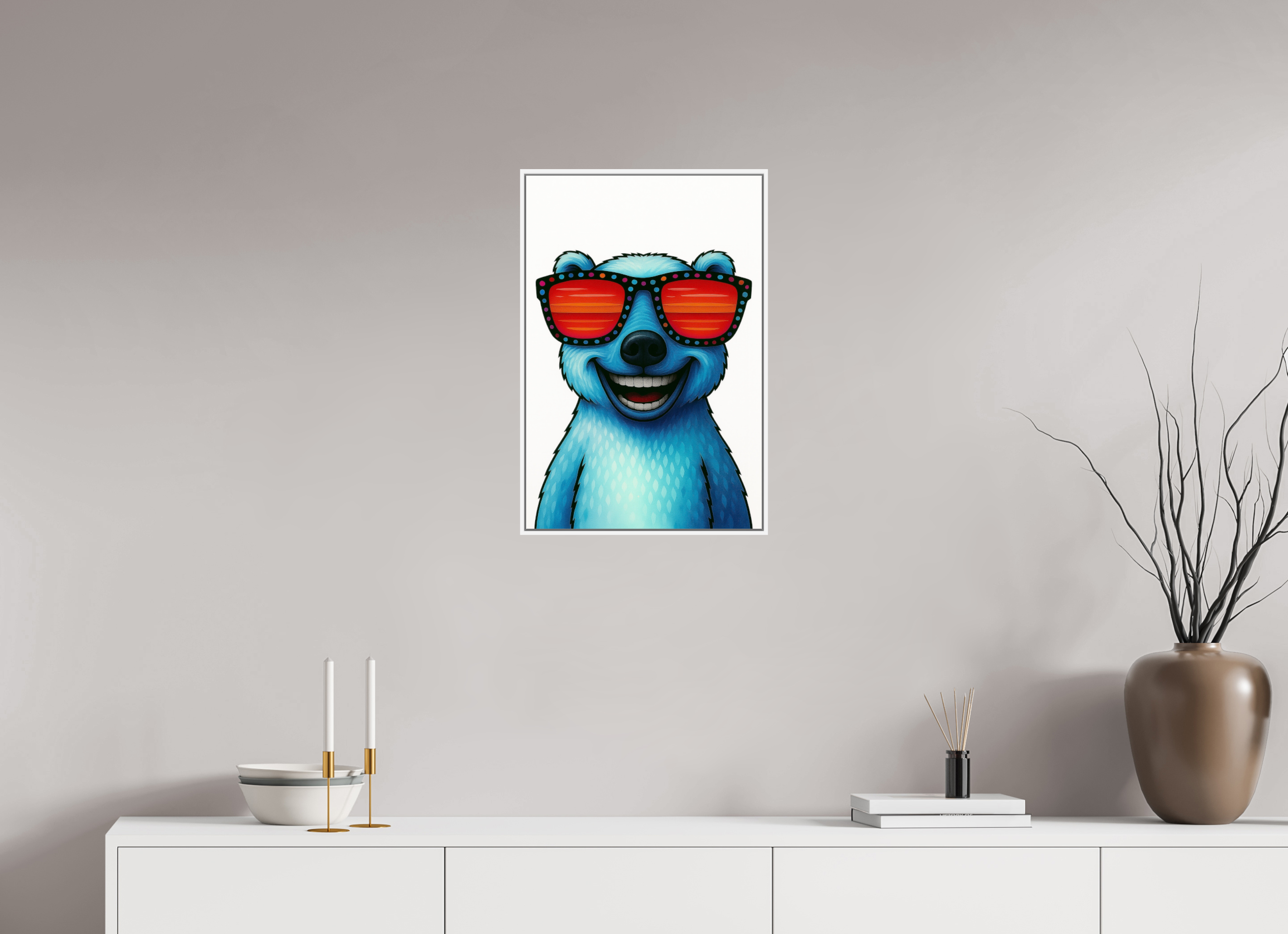 40 x 60 cm, Rahmen weiß 6mm 04-Eisbär