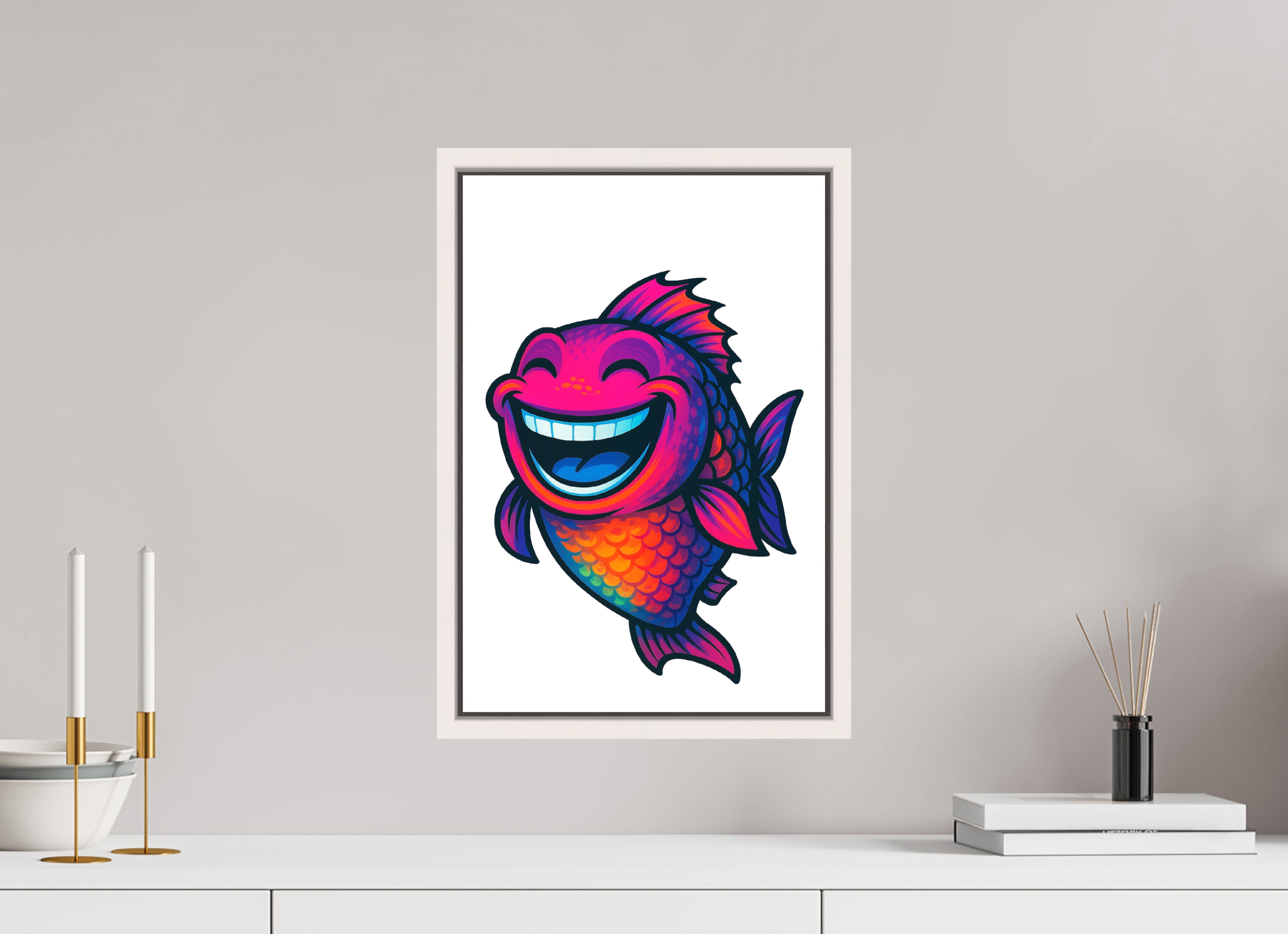 30 x 45 cm, Leinwand glänzend - Rahmen weiß 15mm 11-Fisch