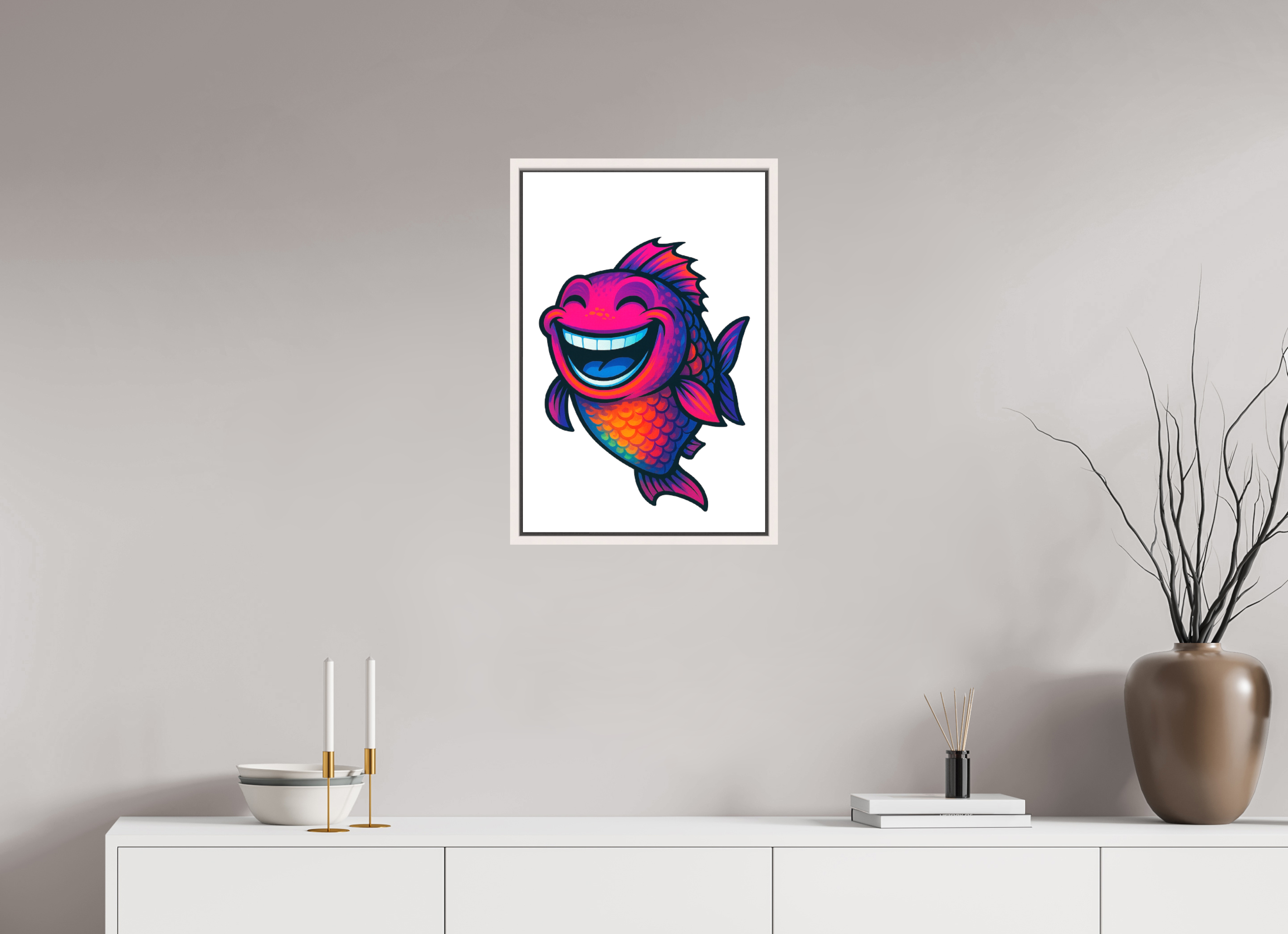 40 x 60 cm, Leinwand glänzend - Rahmen weiß 15mm 11-Fisch