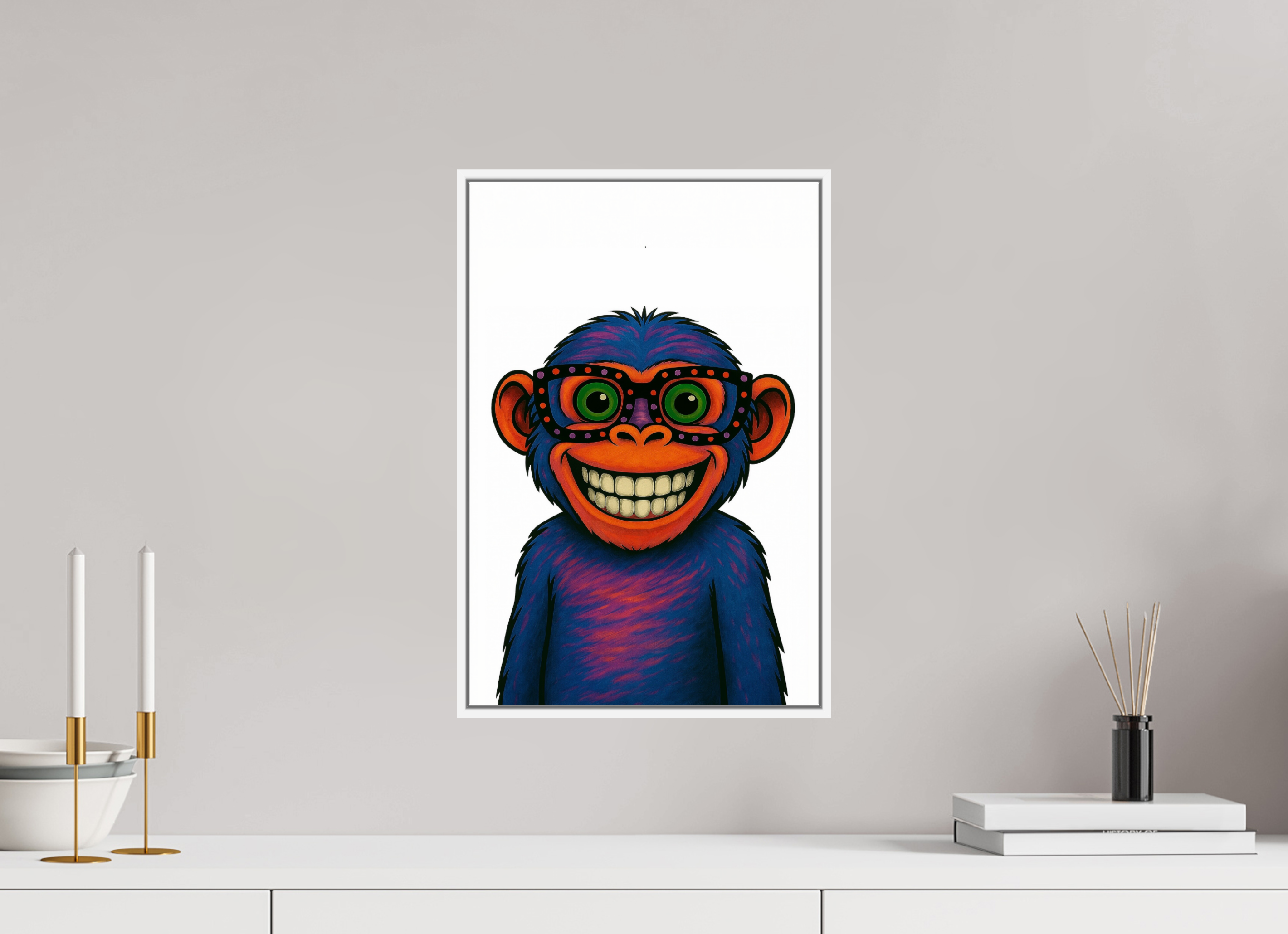 30 x 45 cm, Acrylglas - Rahmen weiß 6mm 06-Affe