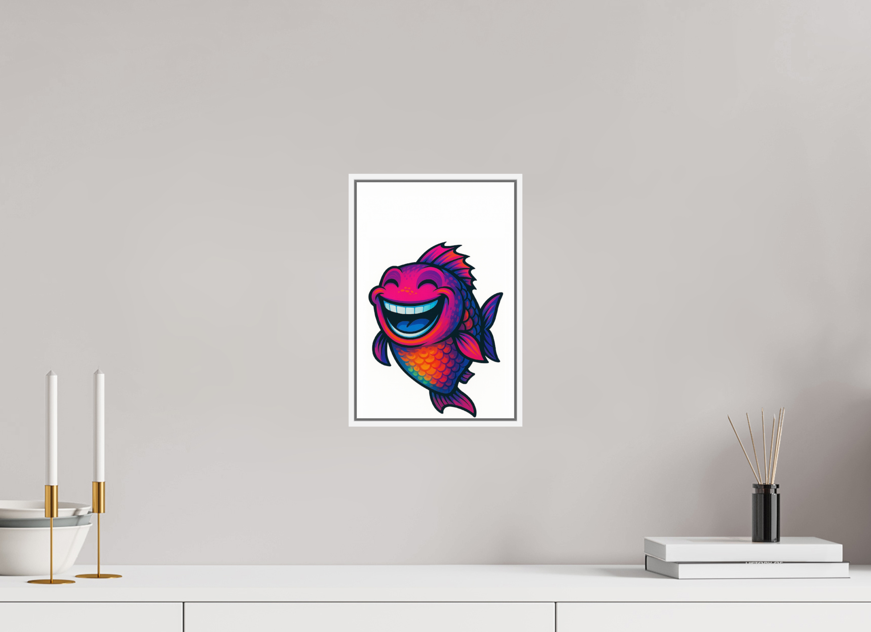 20 x 30 cm, Acrylglas - Rahmen weiß 6mm 11-Fisch