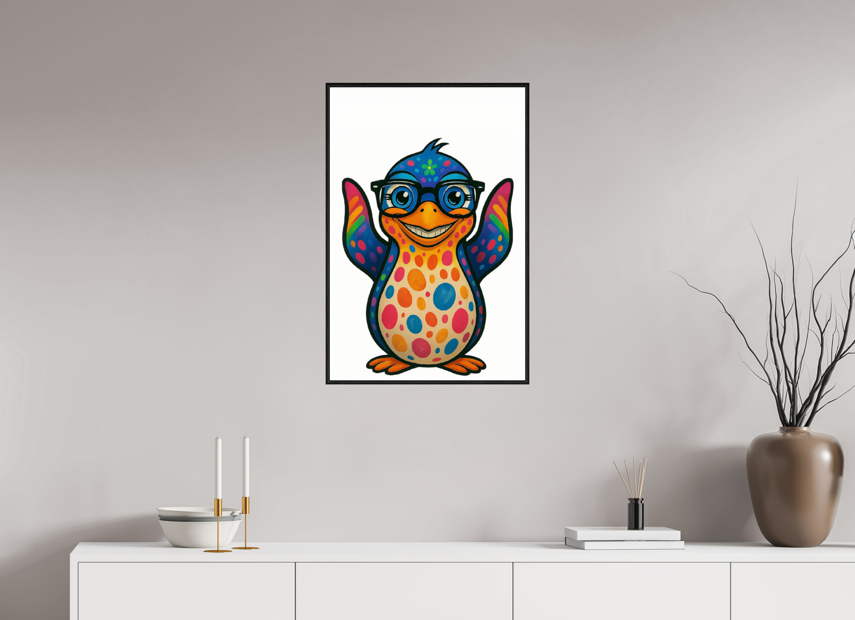 50 x 75 cm, Rahmen schwarz 6mm 08-Pinguin