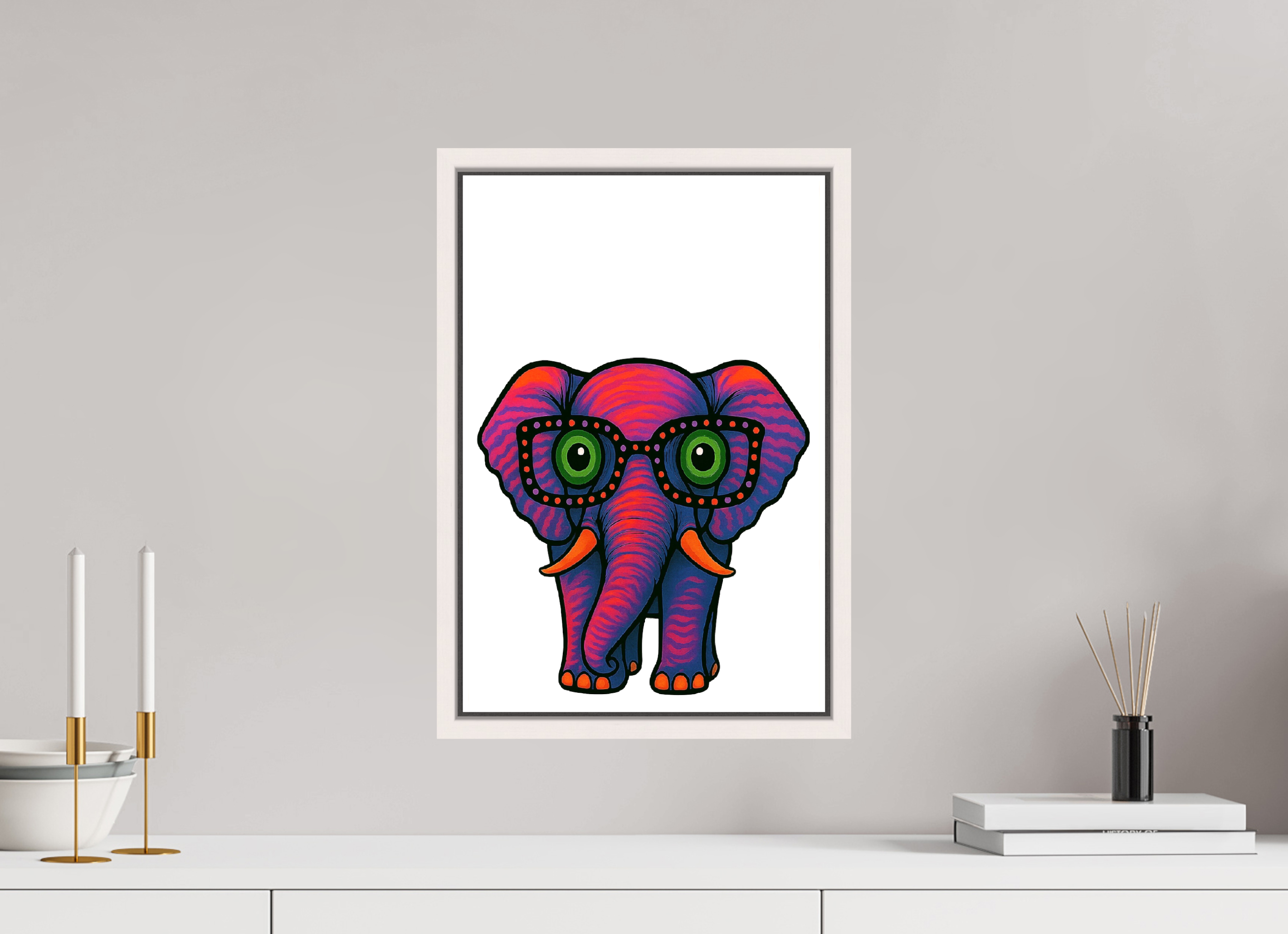 30 x 45 cm, Leinwand glänzend - Rahmen weiß 15mm 15-Elefant