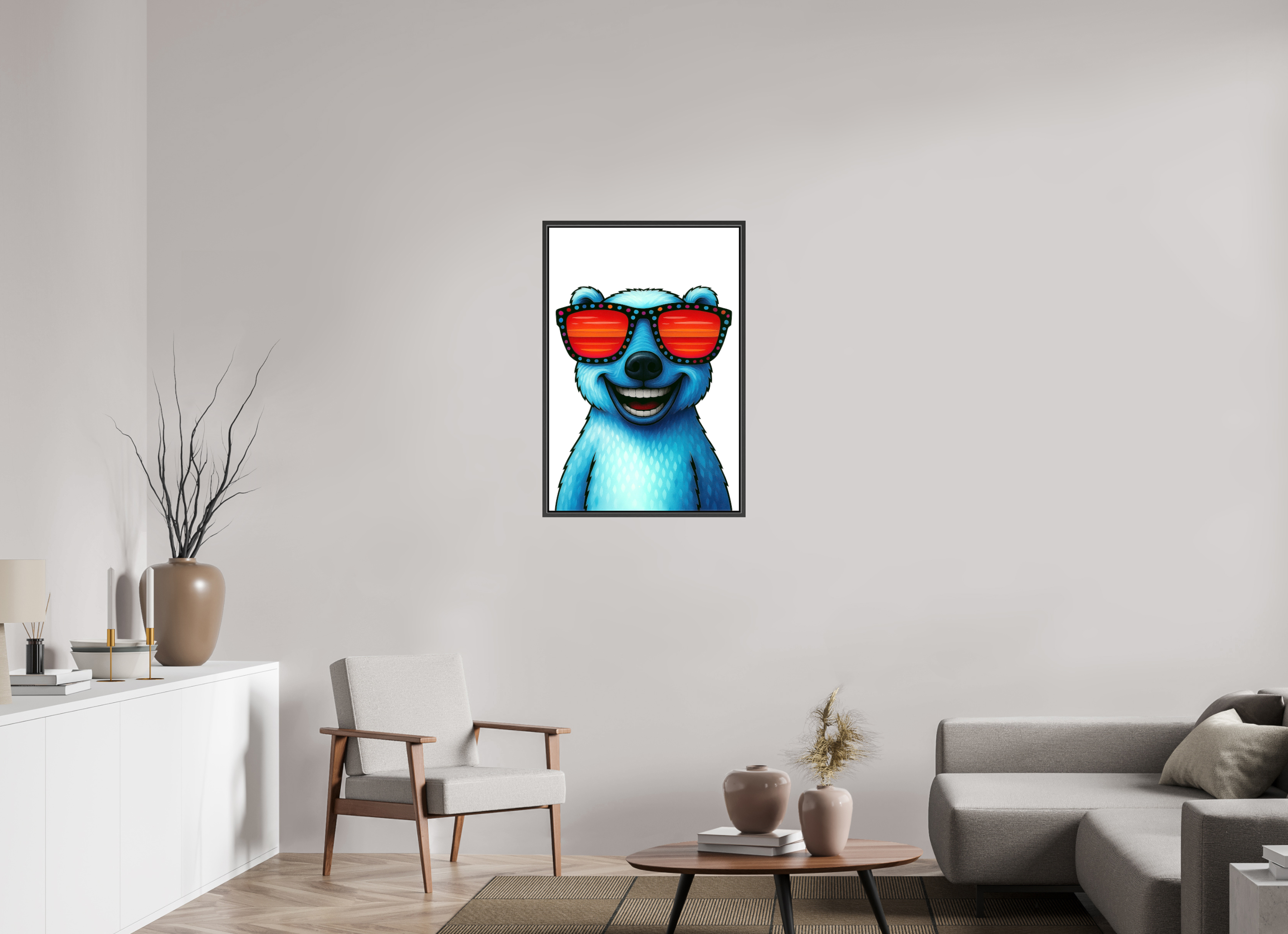 60 x 90 cm, Leinwand glänzend - Rahmen schwarz 15mm 04-Eisbär