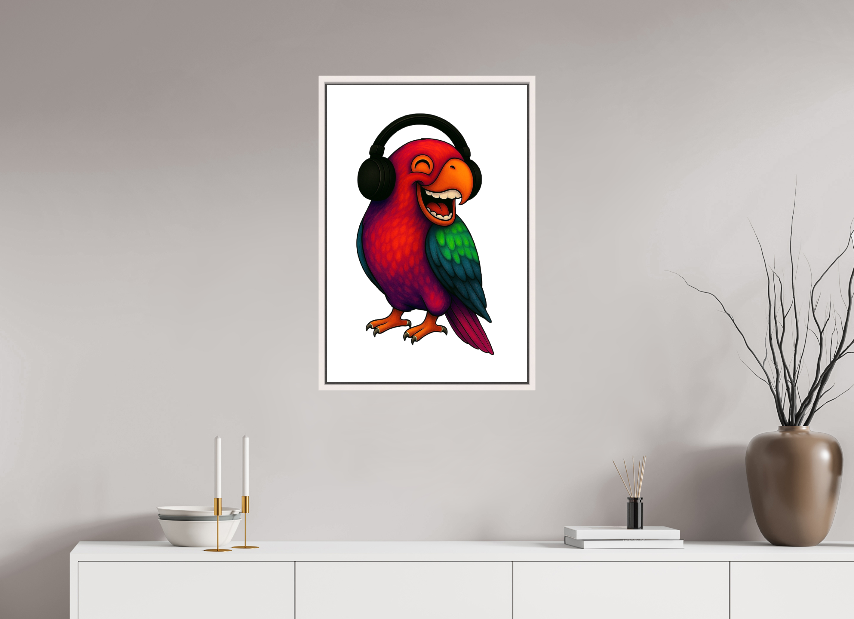 50 x 75 cm, Fotoleinwand glänzend - Rahmen weiß 15mm 13-Papagai