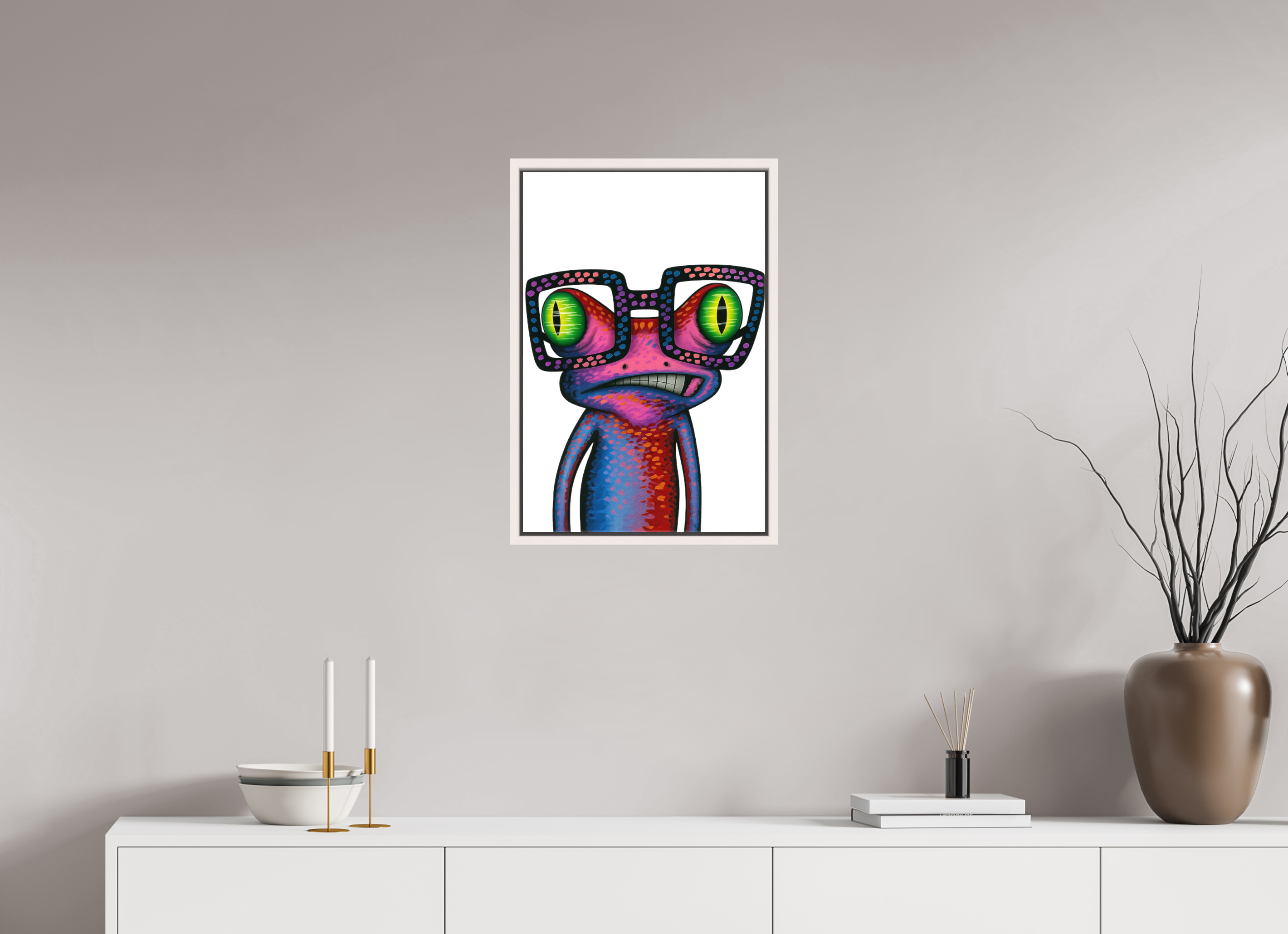 40 x 60 cm, Leinwand glänzend - Rahmen weiß 15mm 02-Frosch